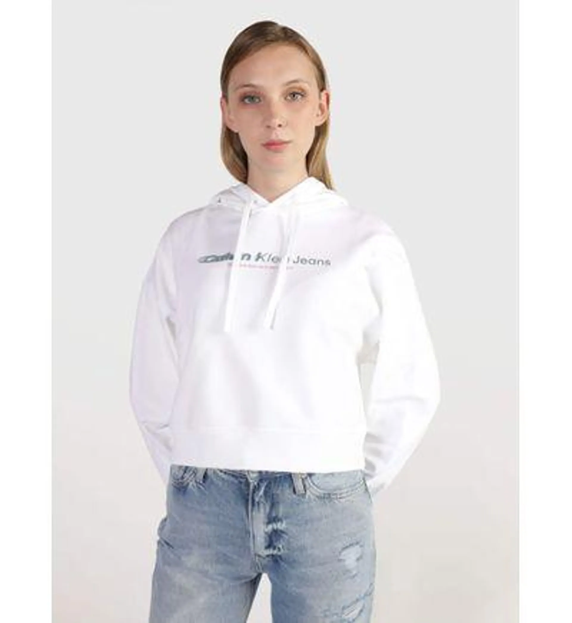 Sudadera Calvin Klein Cropped Mujer Blanco