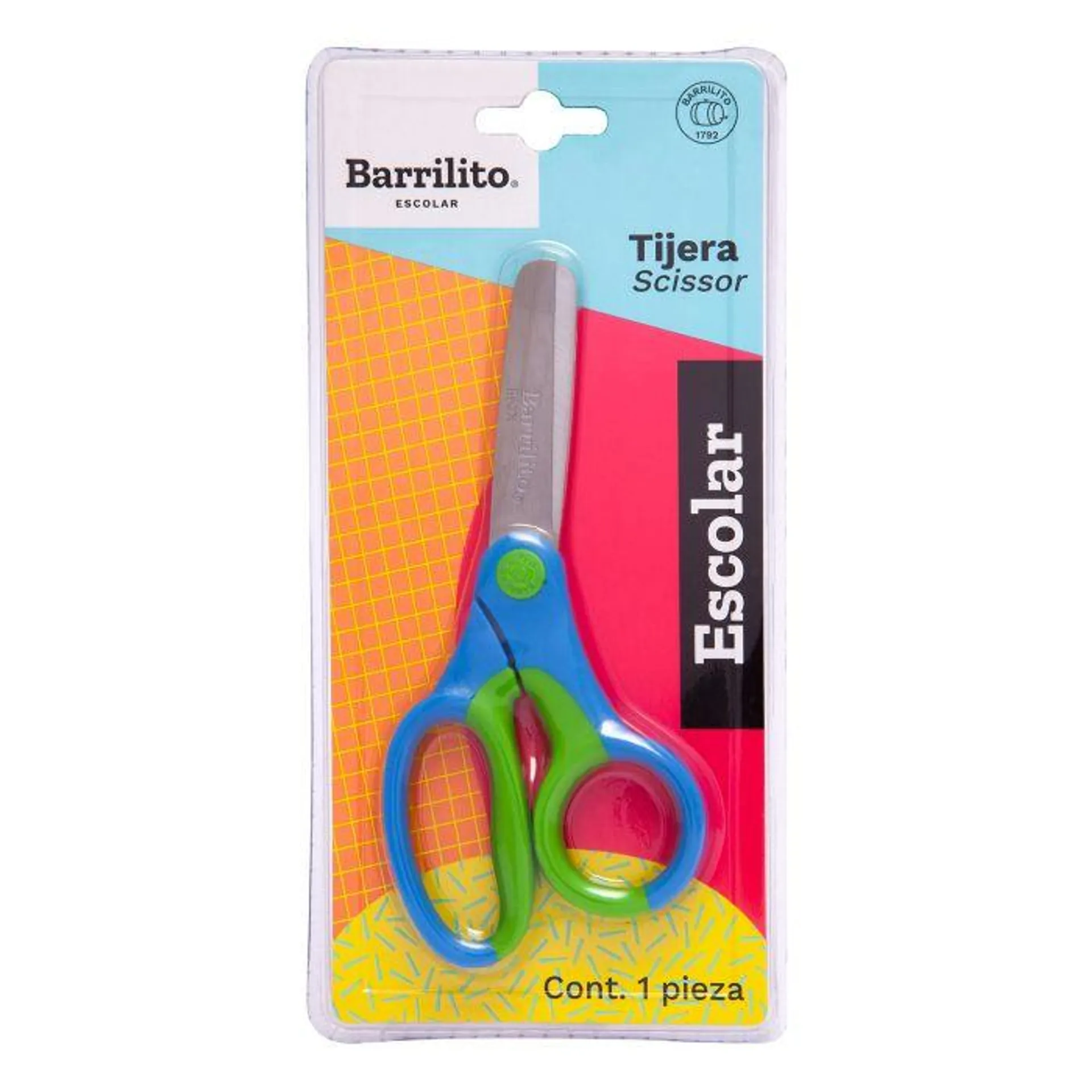 Tijera Escolar Barrilito 146-5 Punta Roma 5\" (12.7 Cm) Mango Plastico