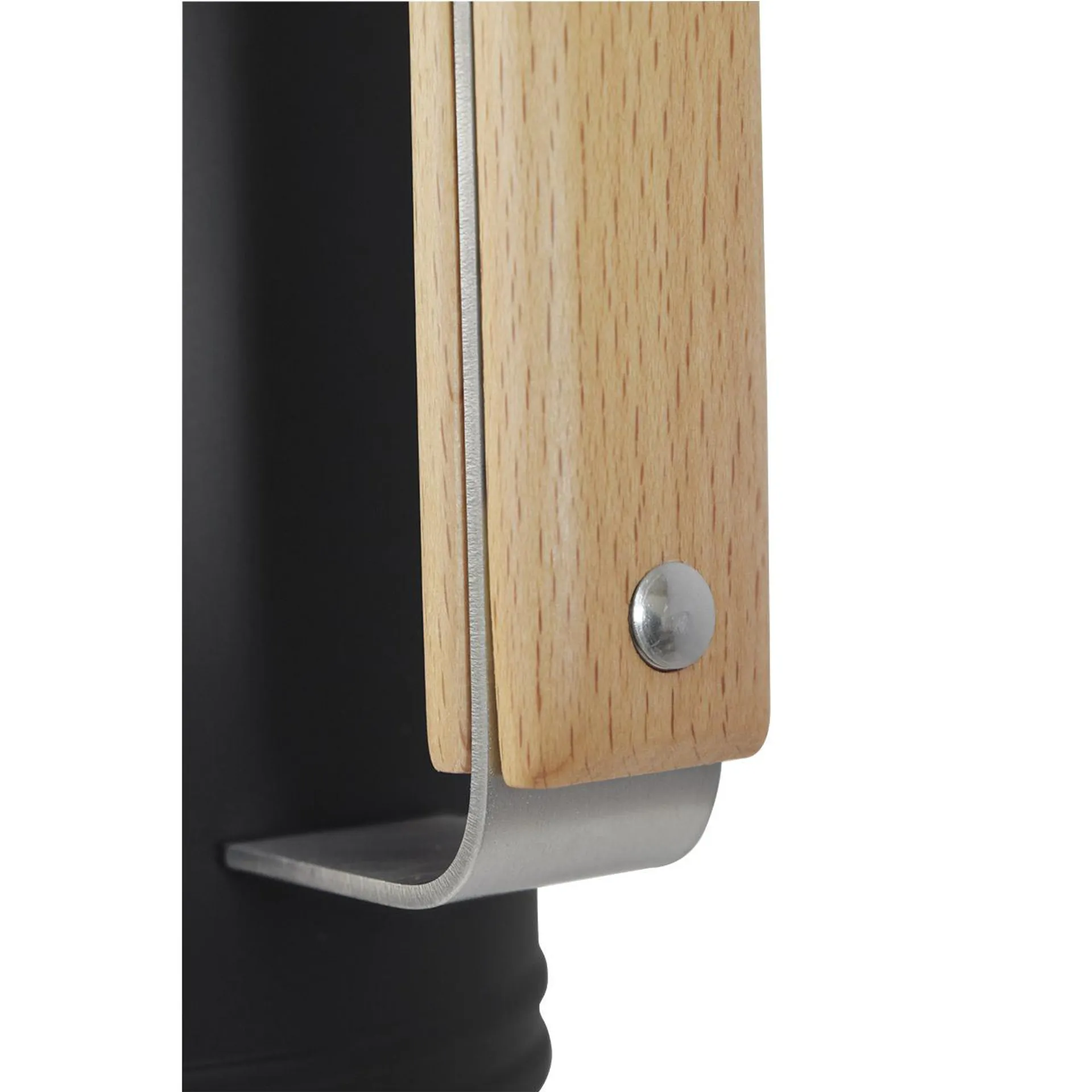 Termo de acero inoxidable, 1100 ml, negro mate con detalles en madera