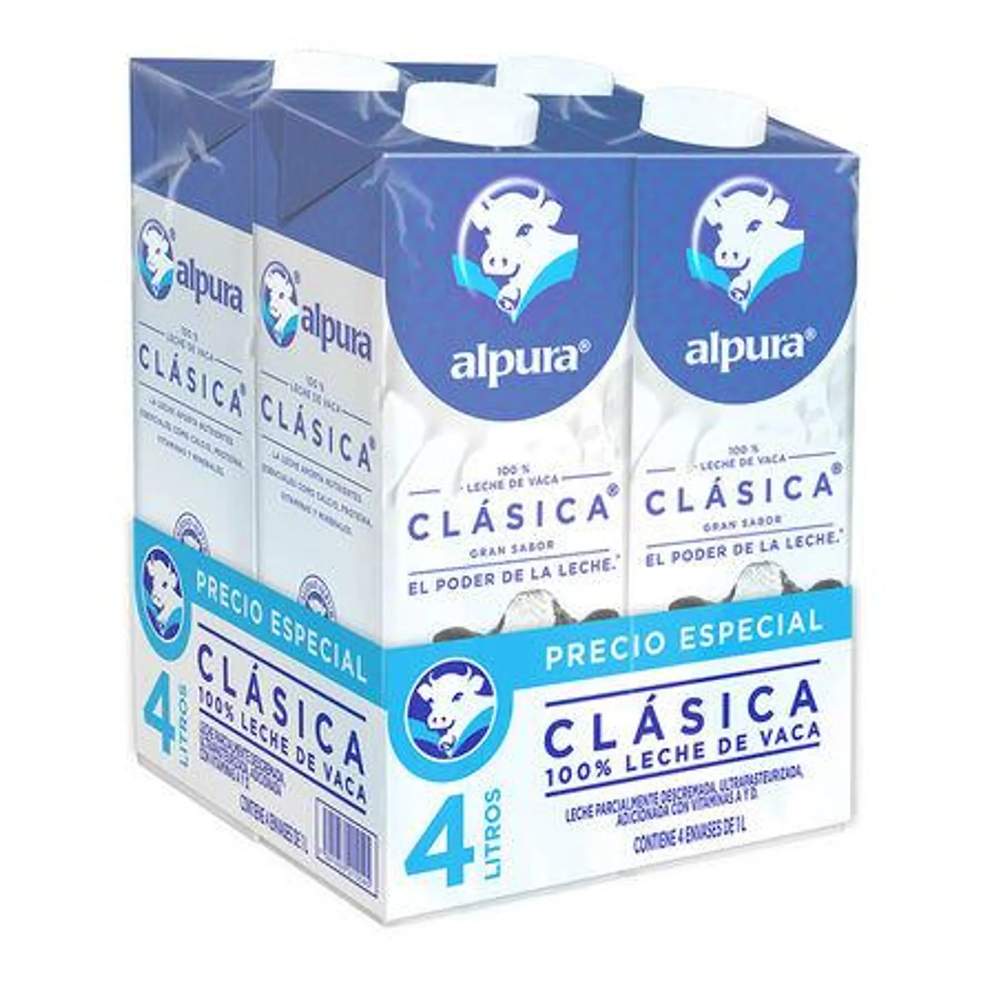 Leche Alpura Clásica 1 Paquete con 4 piezas de 1 lt c/u