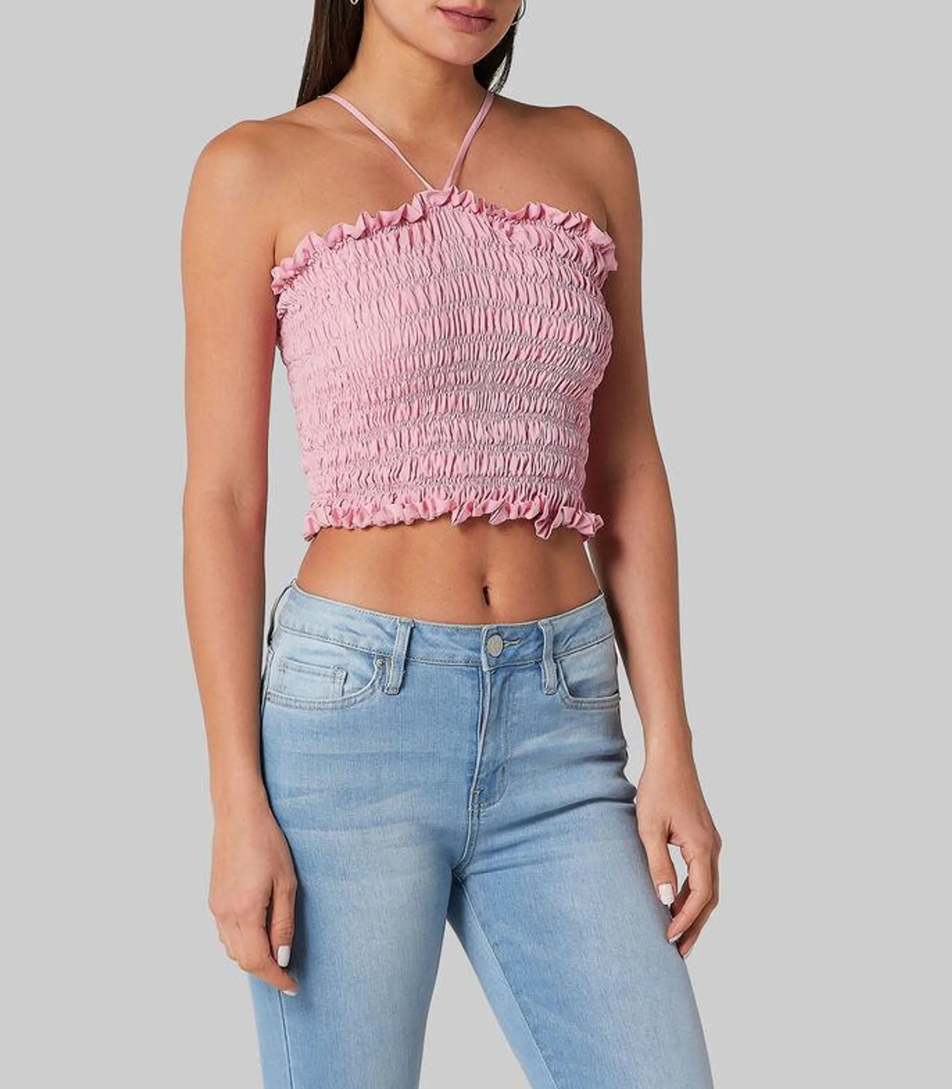 Blusa crop top sin mangas Mujer