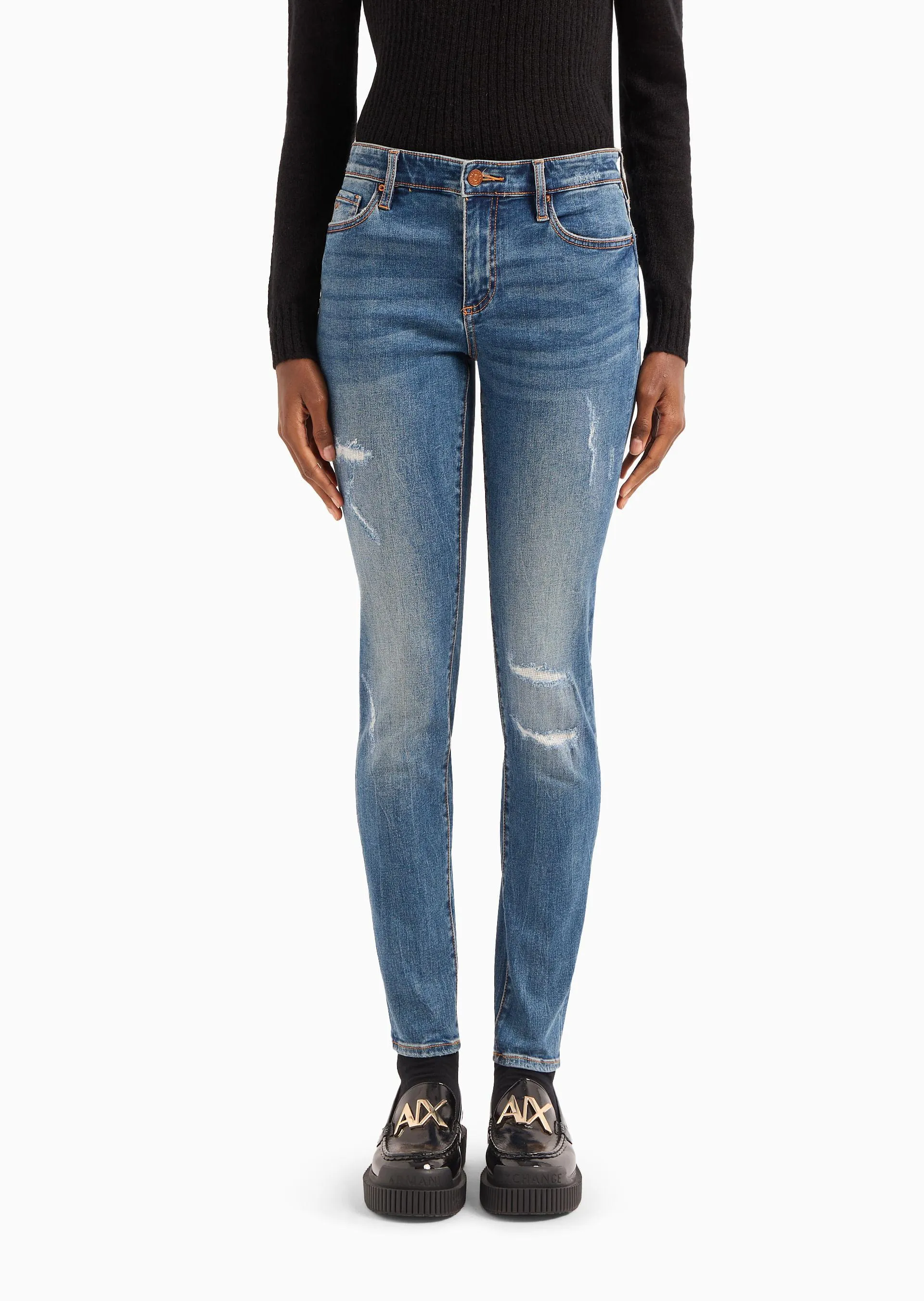 Armani Sustainability Values ​​J01 jeans de mezclilla súper skinny