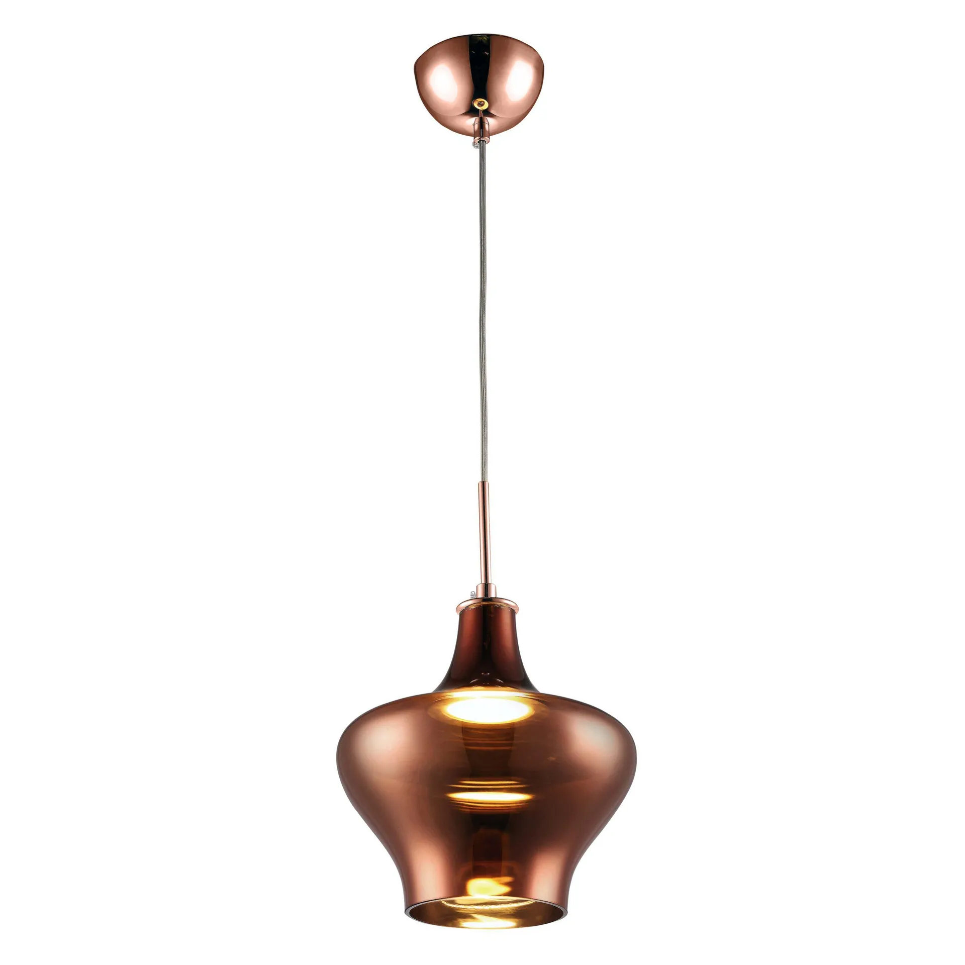 Lámpara colgante con cuerpo de cristal cobre