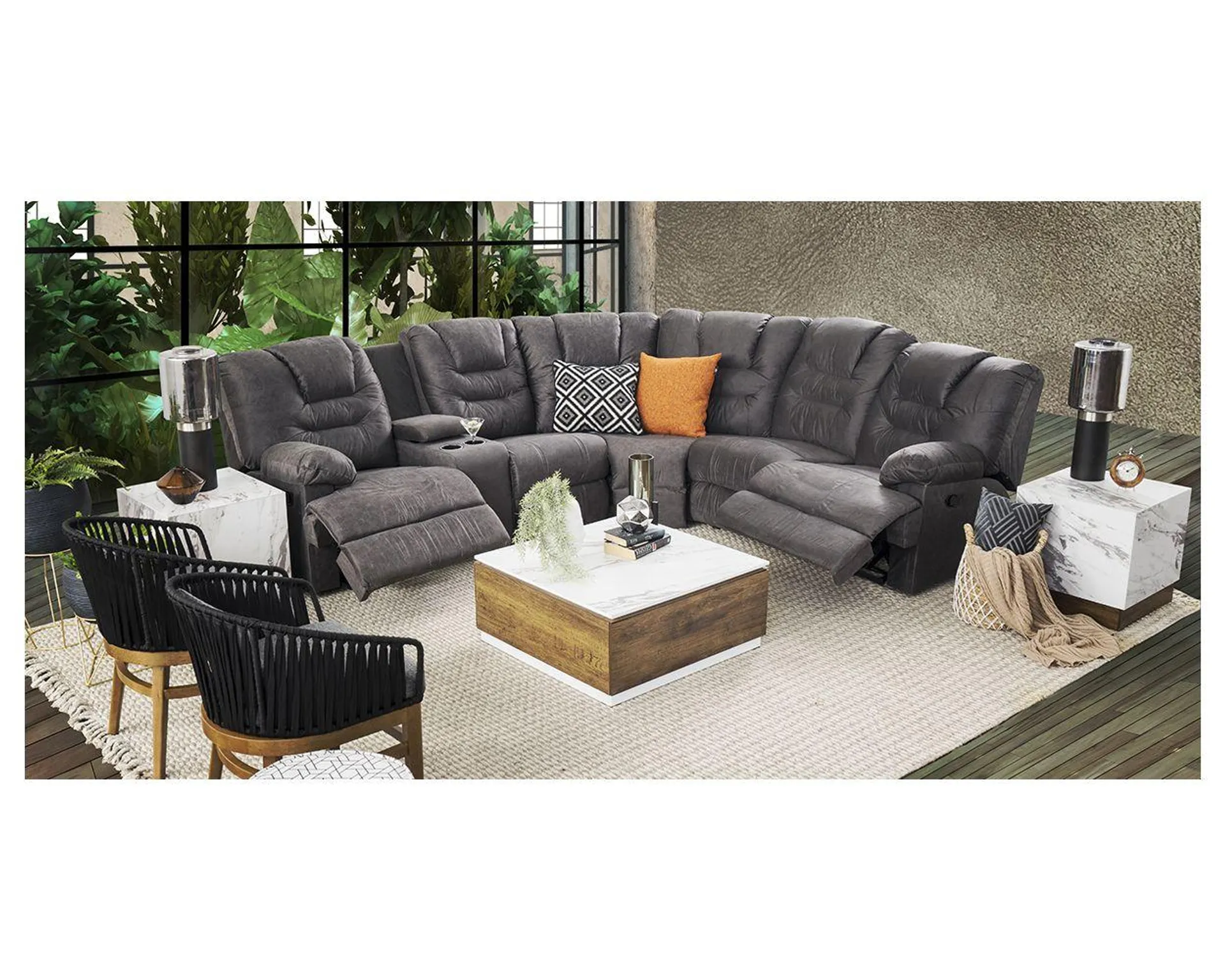 Sala Modular Reclinable Malibu New Gris