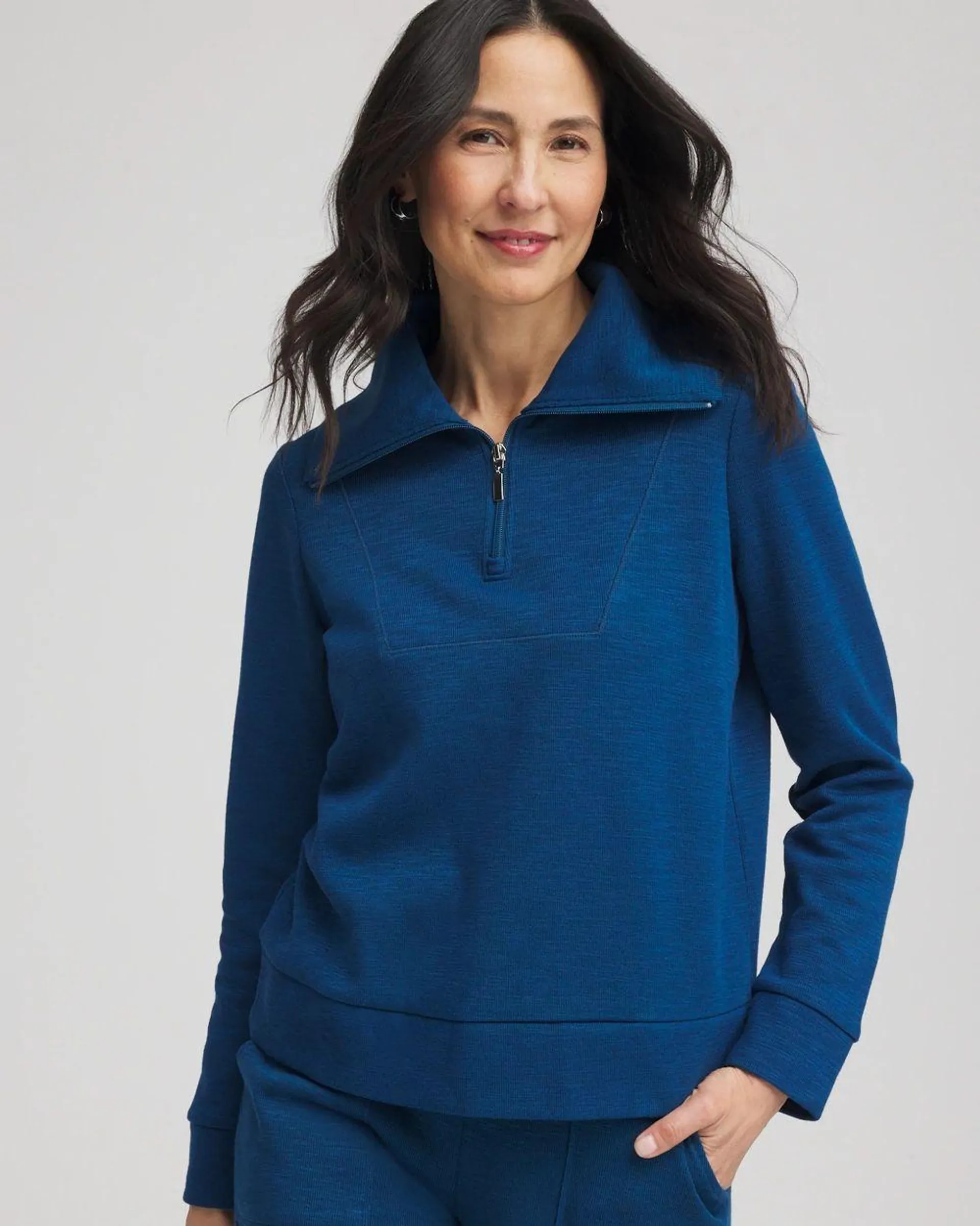 Zenergy ® Beach Slub Half-Zip Pullover Top