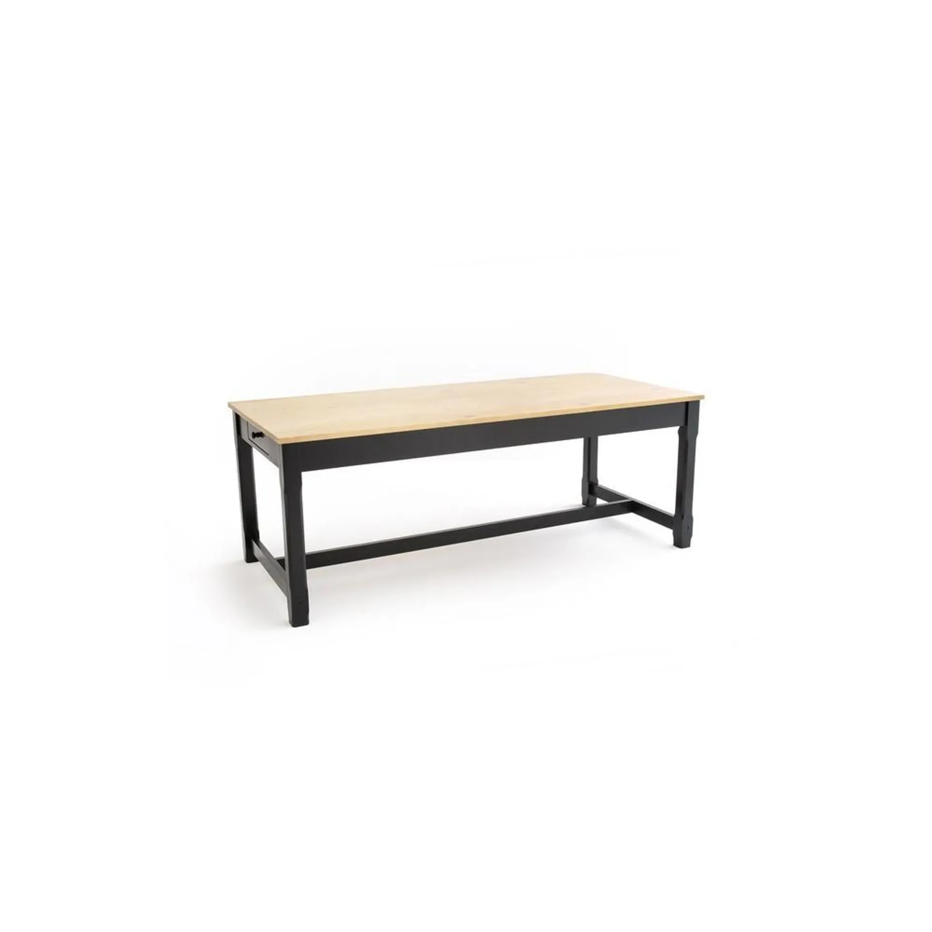 Erine Black XL – Mesa de comedor estilo tradicional de pino y color negro