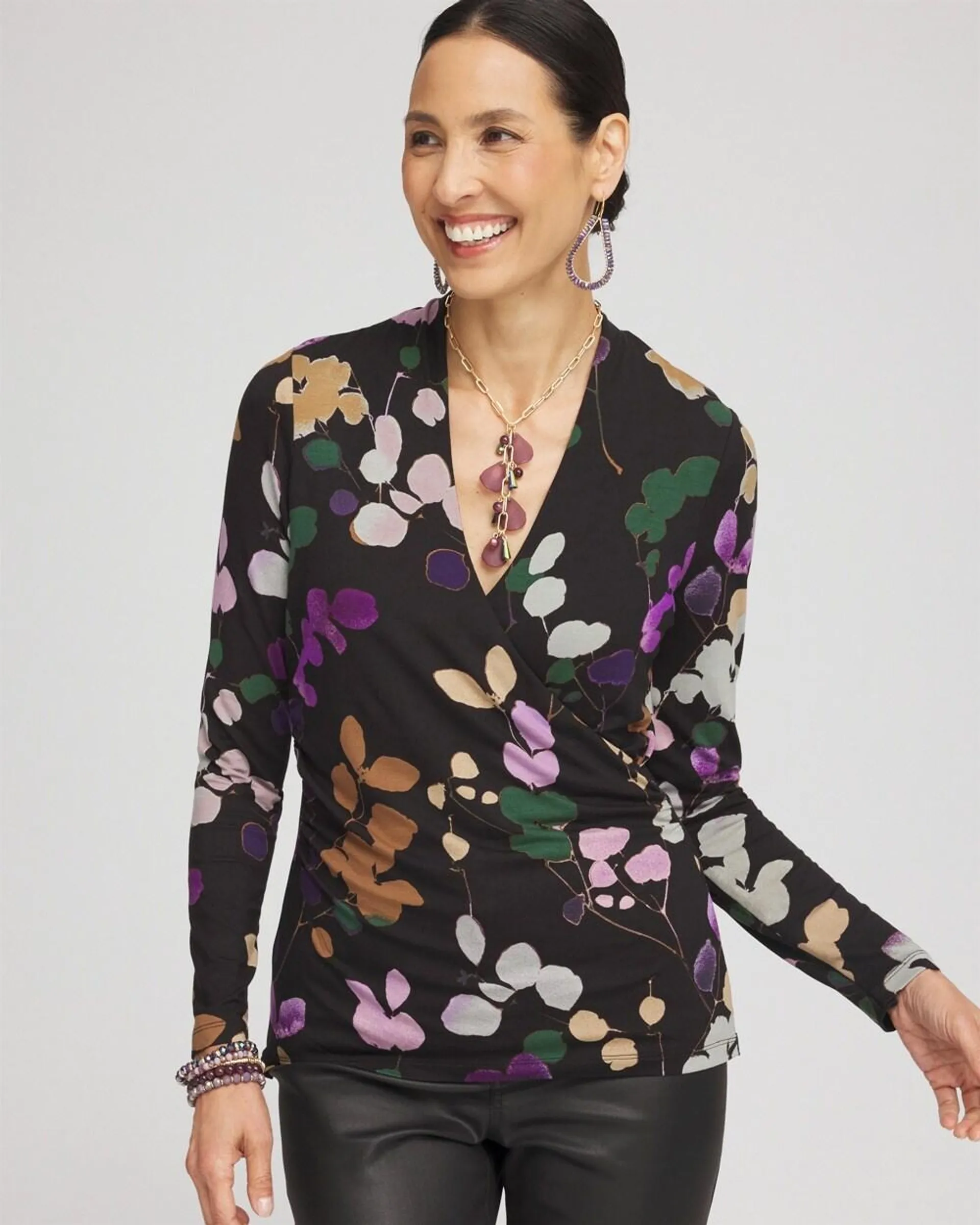 Touch of Cool\u2122 Sprigs Surplice Top