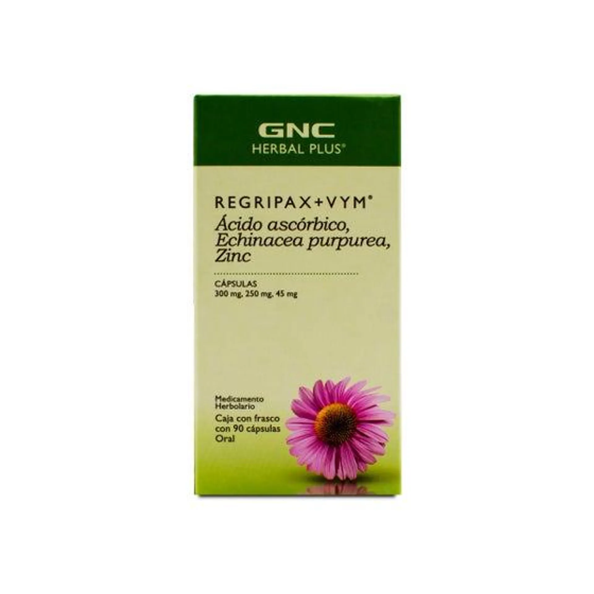 Regripax +VYM Vitamina C, Equinácea y Zinc Herbal Plus 90 Cápsulas