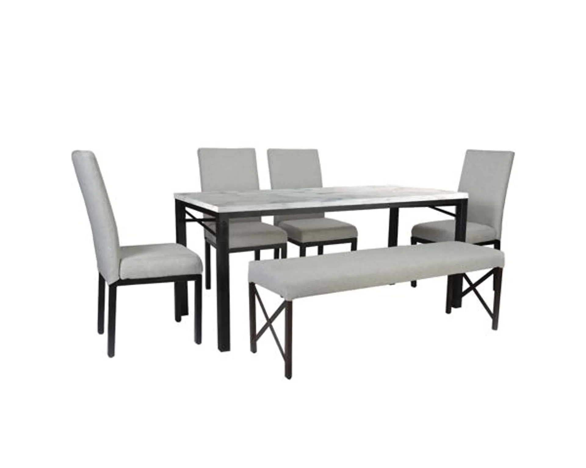 Antecomedor Tubular Renata 4 Sillas 1 Banca