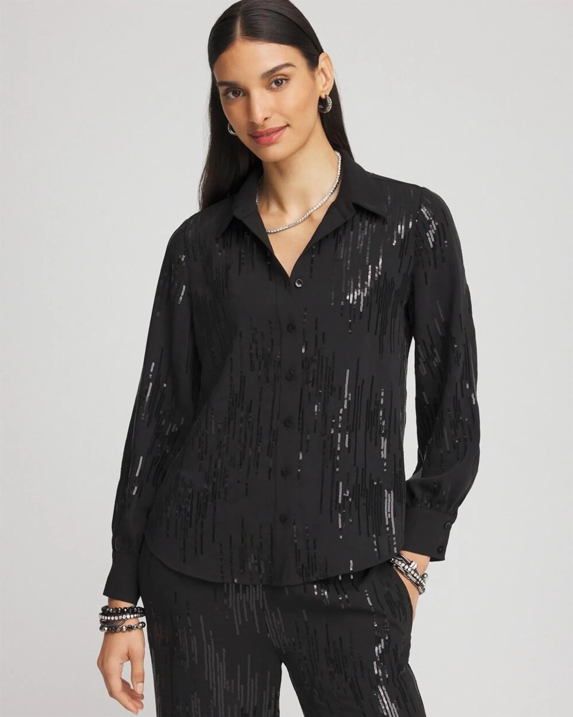 Sequined Satin Shirt