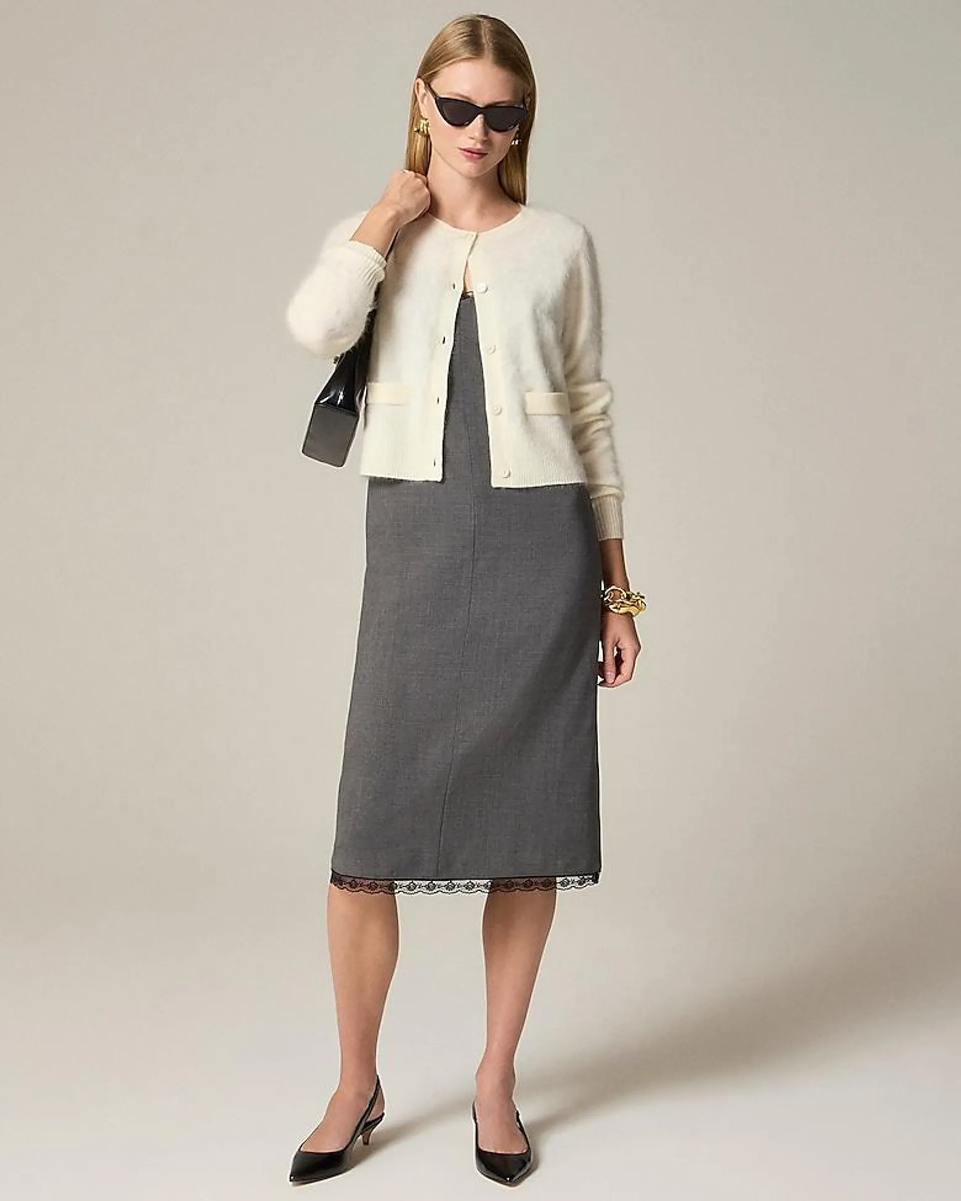 Brushed cashmere cropped cardigan