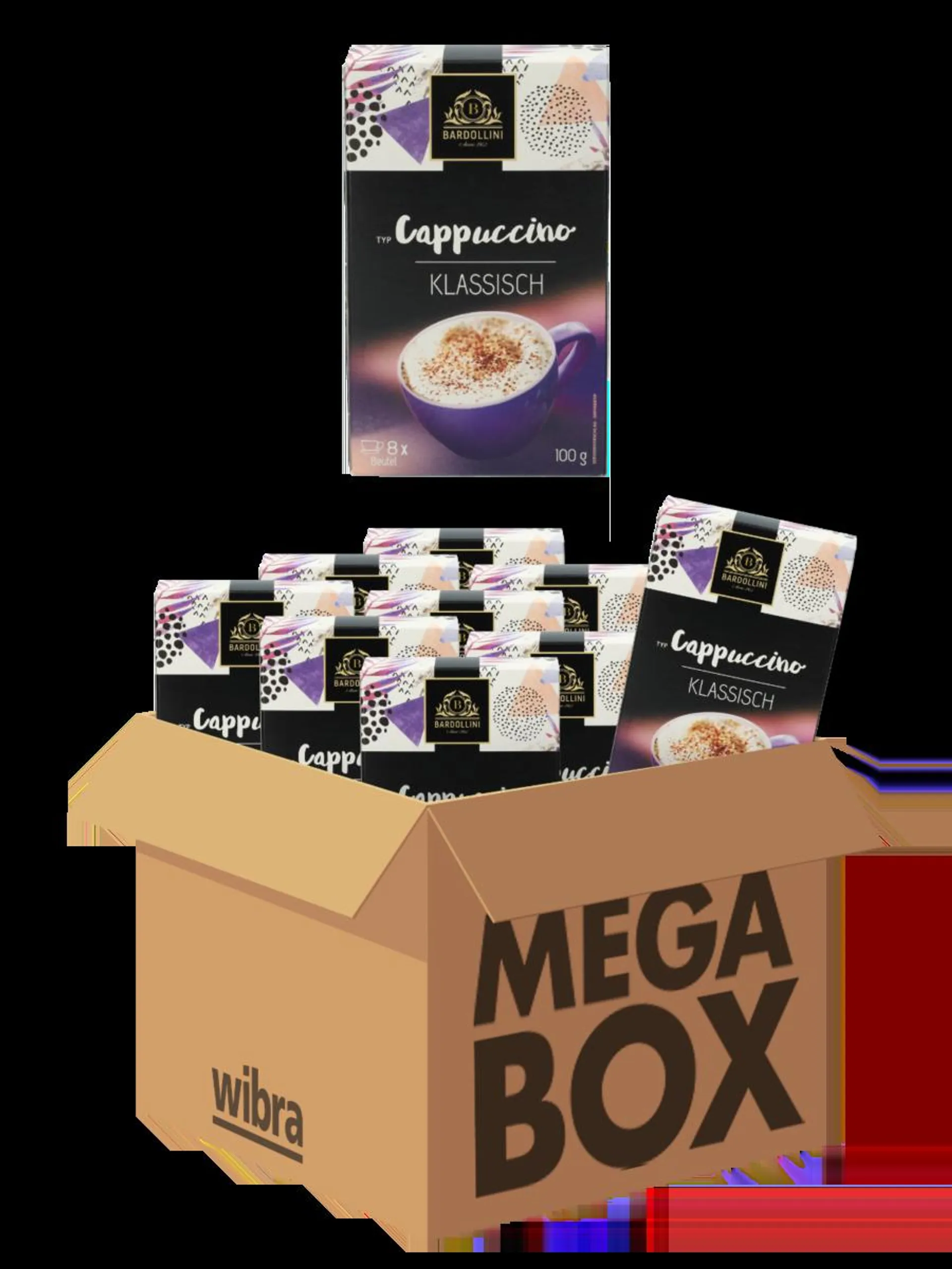 Bardollini oploskoffie cappuccino megabox 96 zakjes