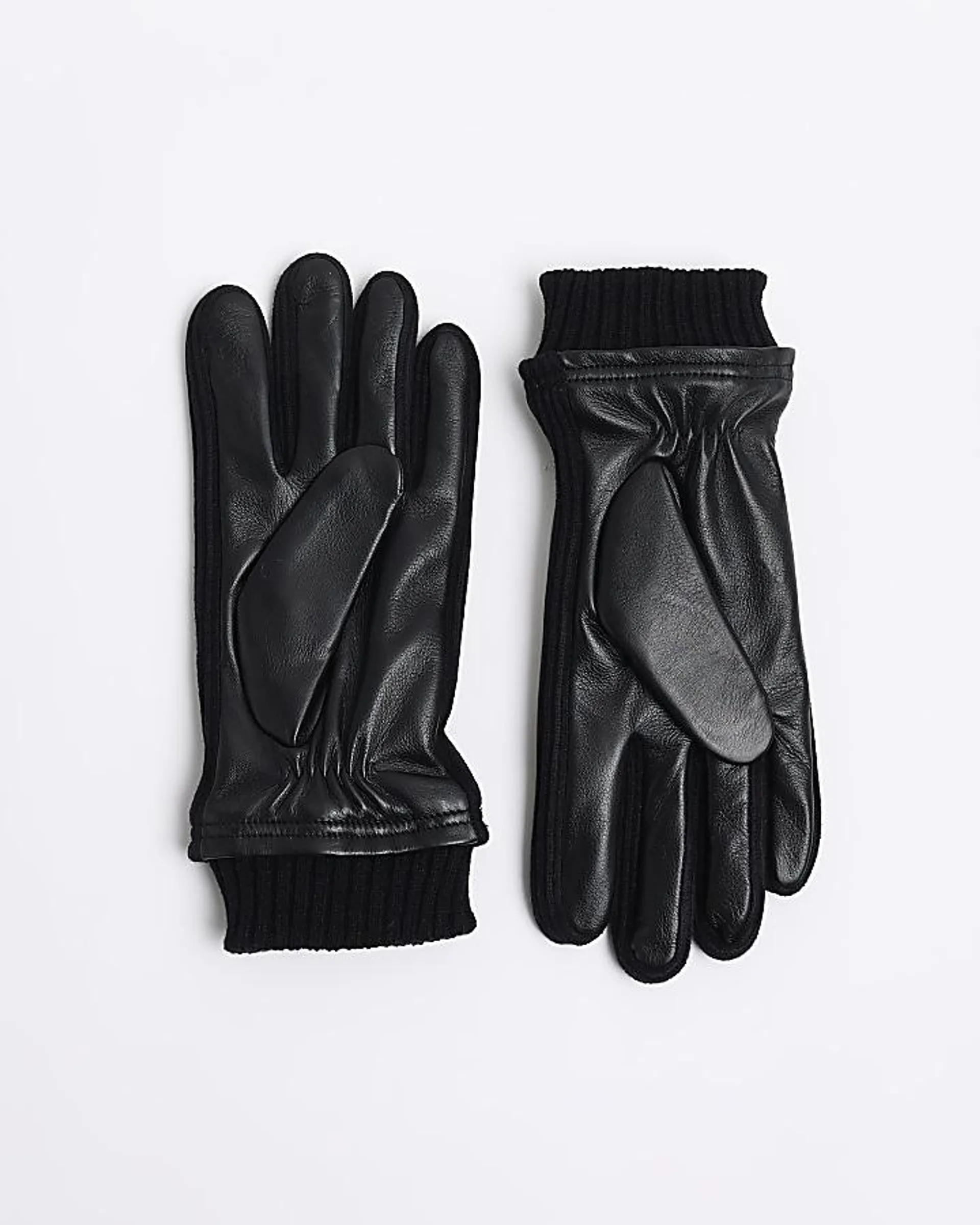 Black leather gloves