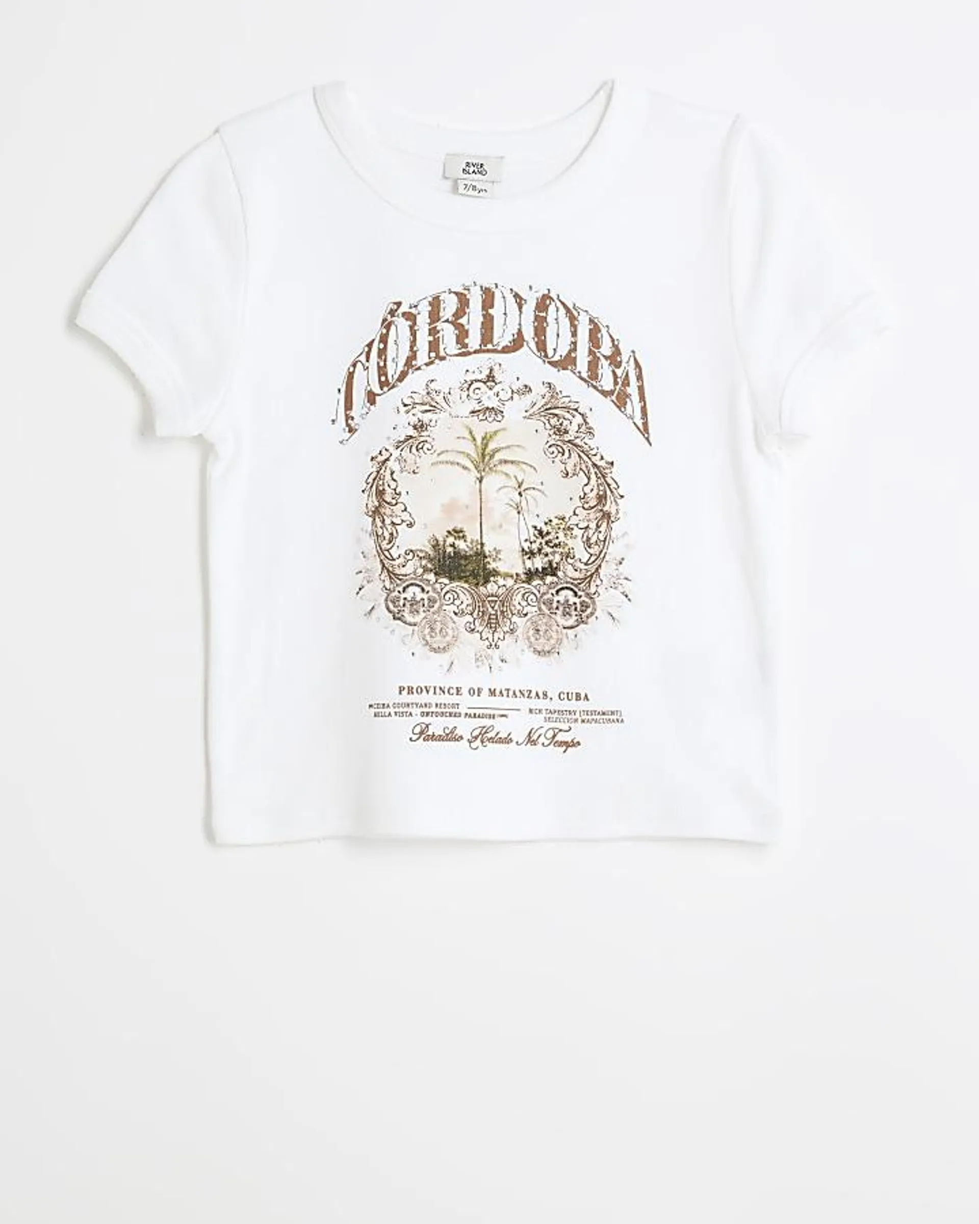 Girls White Western embellished T-shirt