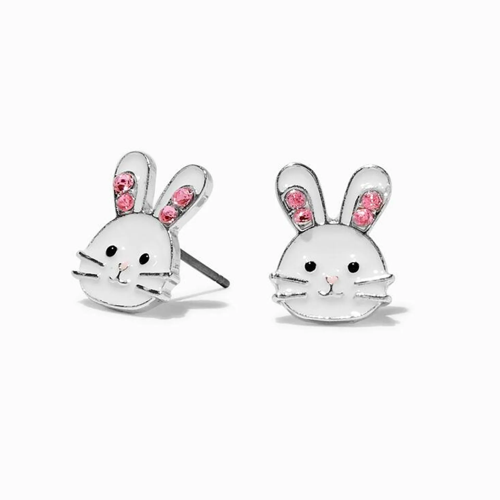 Enamel Bunny Face Stud Earrings