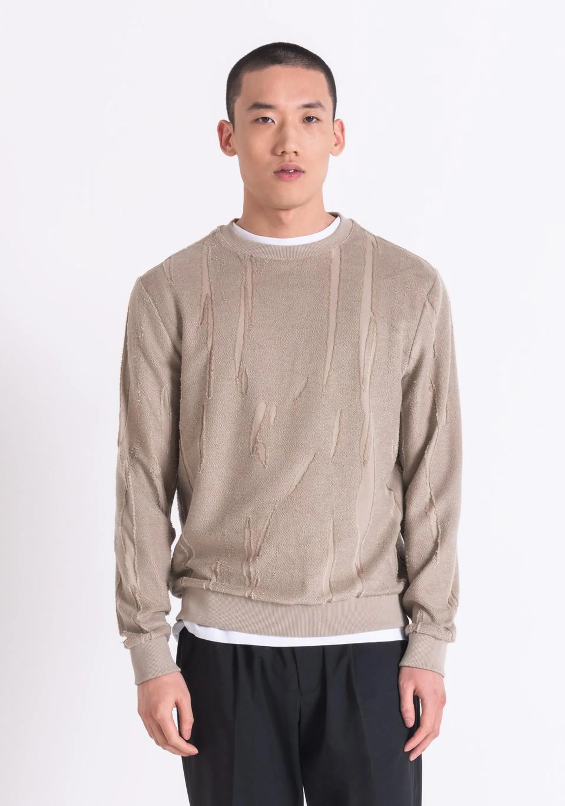 REGULAR FIT DEVORÉ EFFECT COTTON SWEATSHIRT