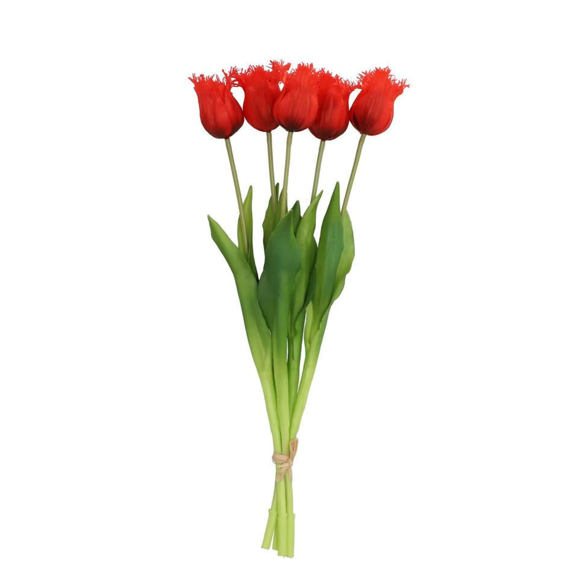 DK Design Kunst tulpen boeket - 5x stuks - rood - 46 cm