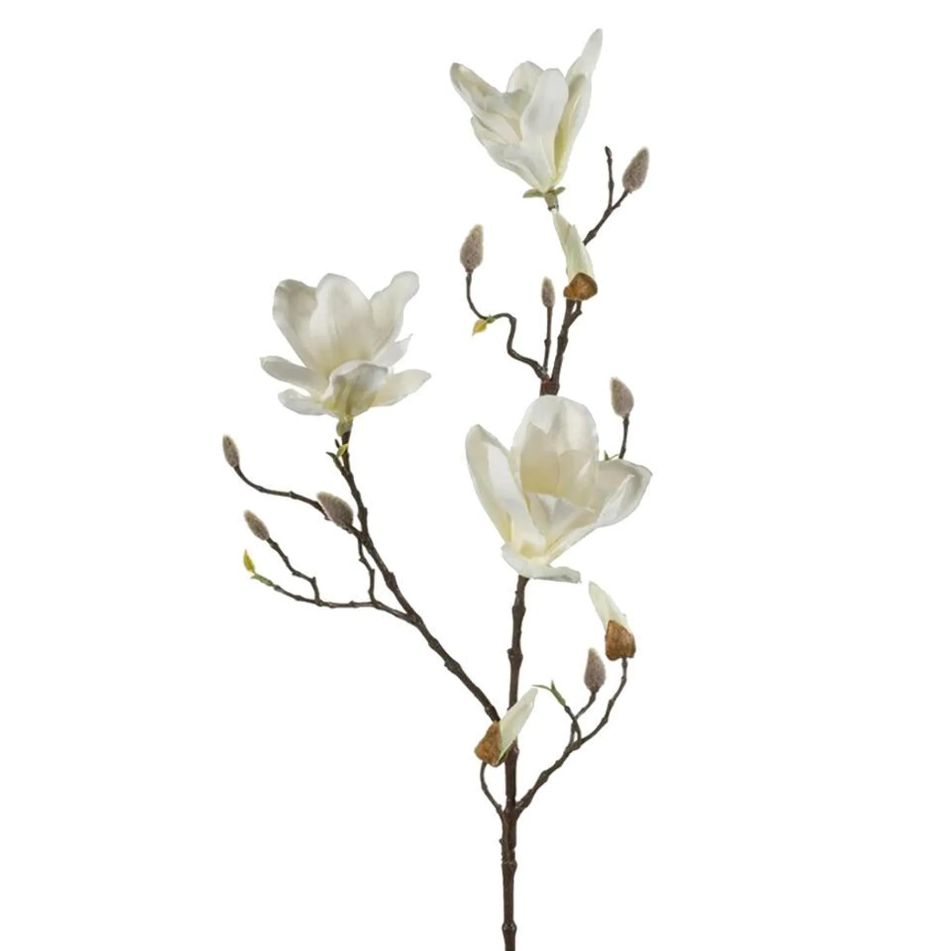 Emerald Kunstbloem Magnolia tak - 90 cm - wit/creme