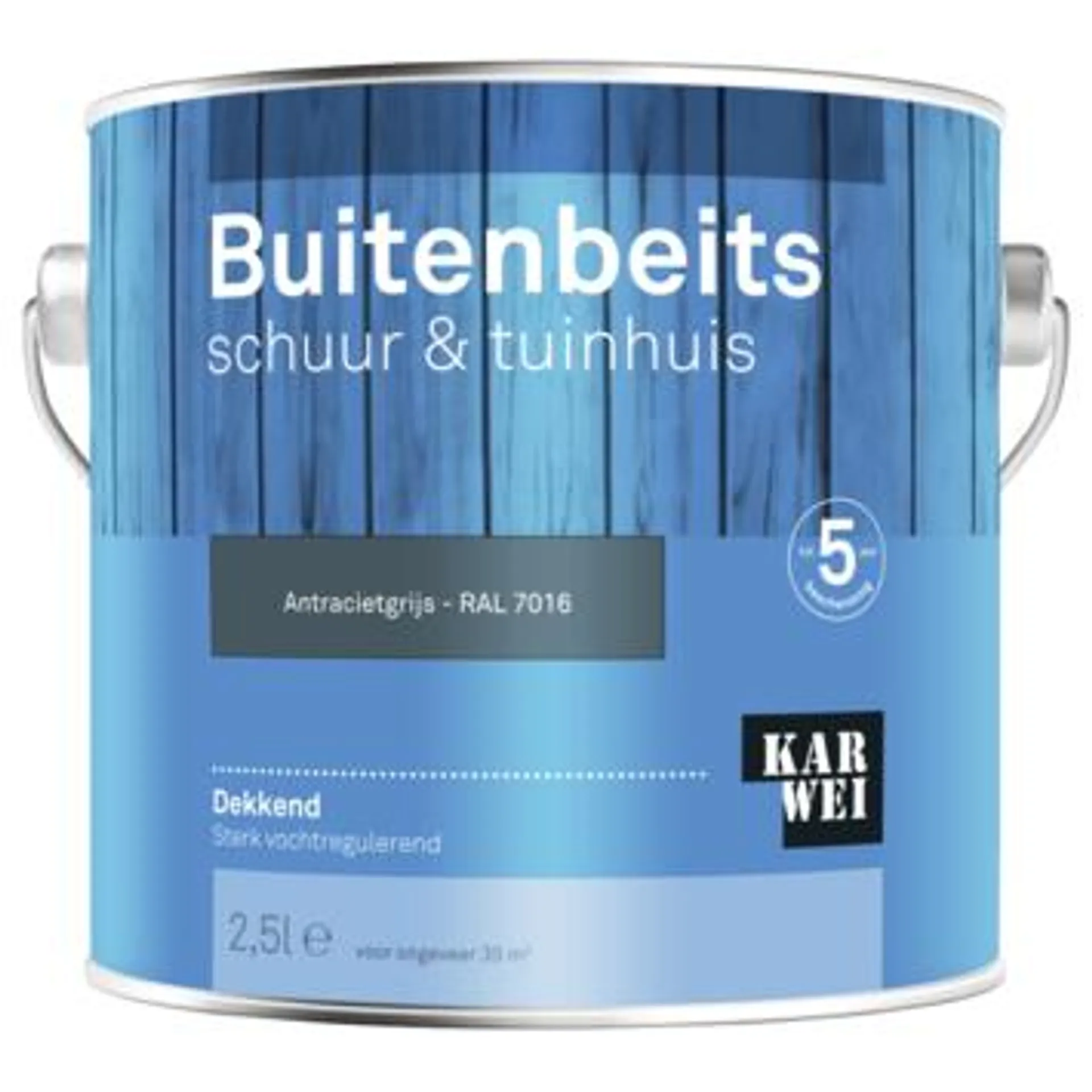 KARWEI buitenbeits schuur & tuinhuis dekkend RAL 7016 antracietgrijs 2,5 liter