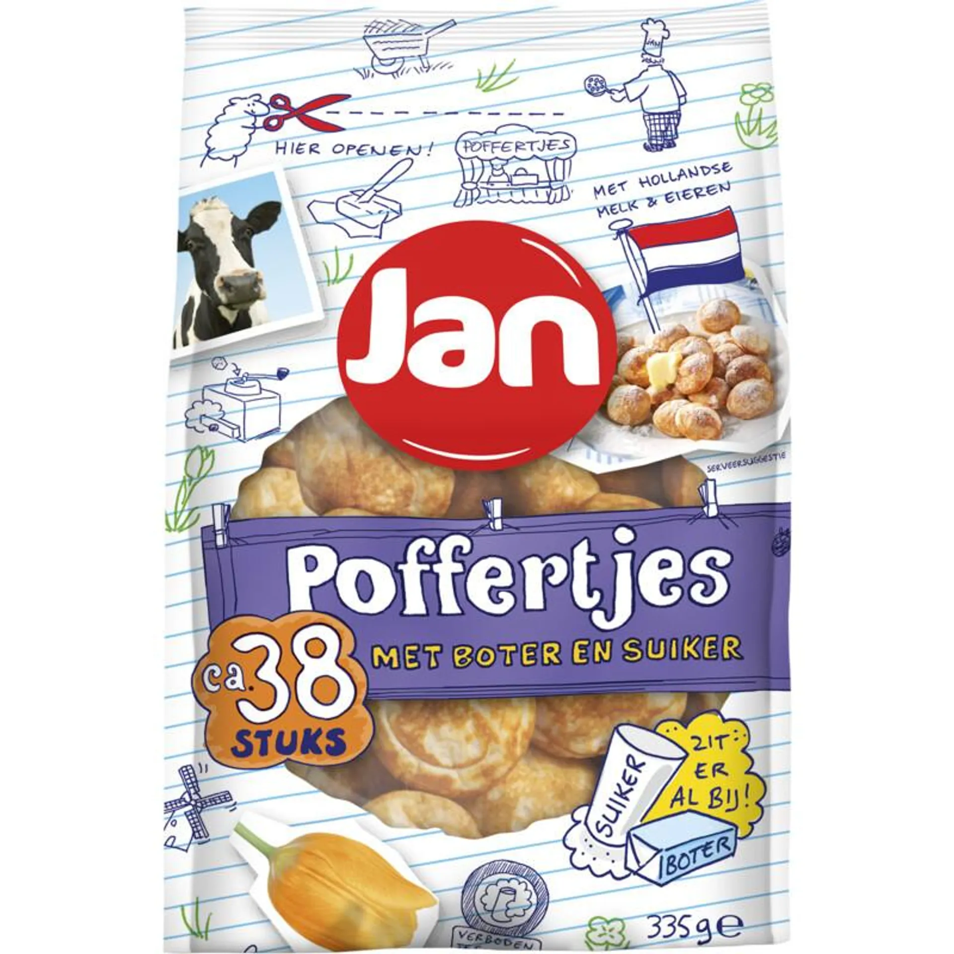 Jan Poffertjes met boter en suiker