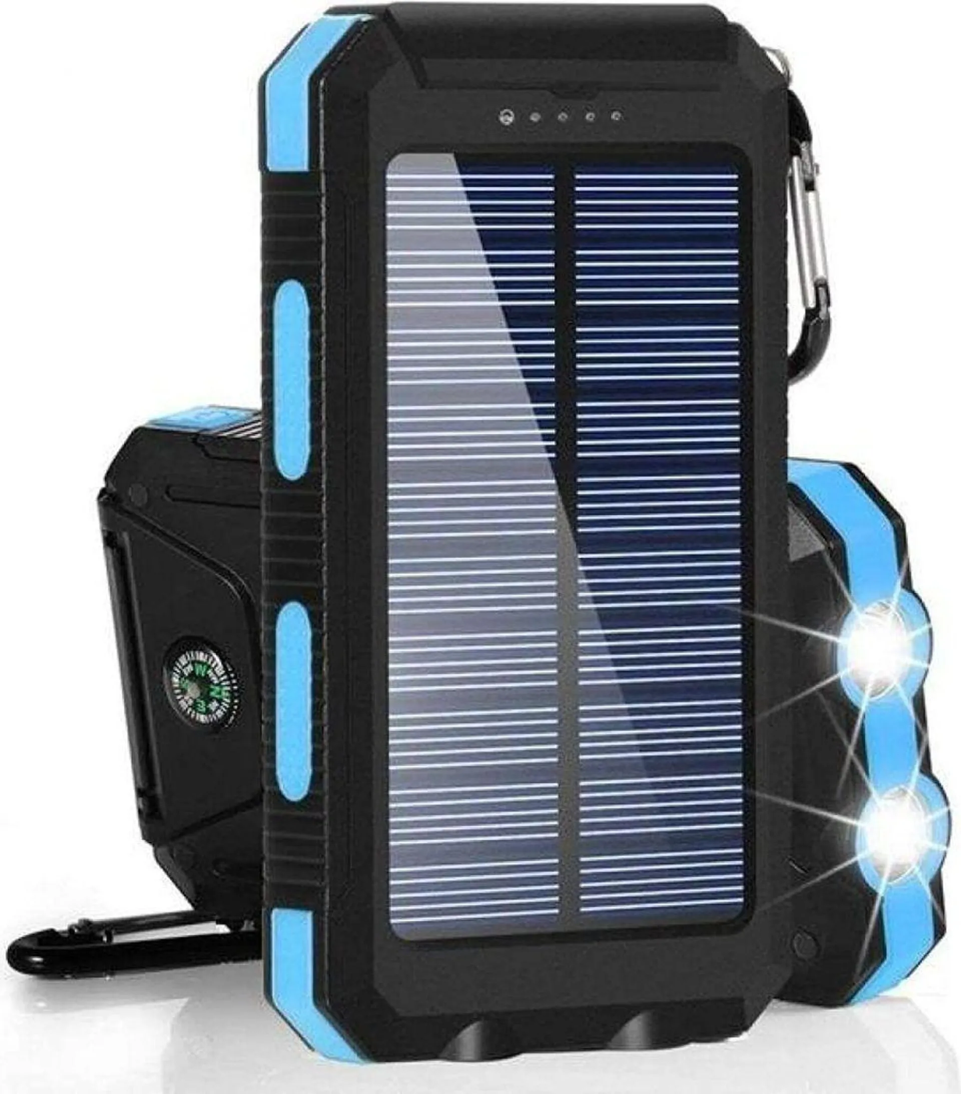 Solar Powerbank 30000mAh Wasserdichtes Solar Ladegerät USB Externer Akku mit 2 Outputs, Power Bank für Smartphones