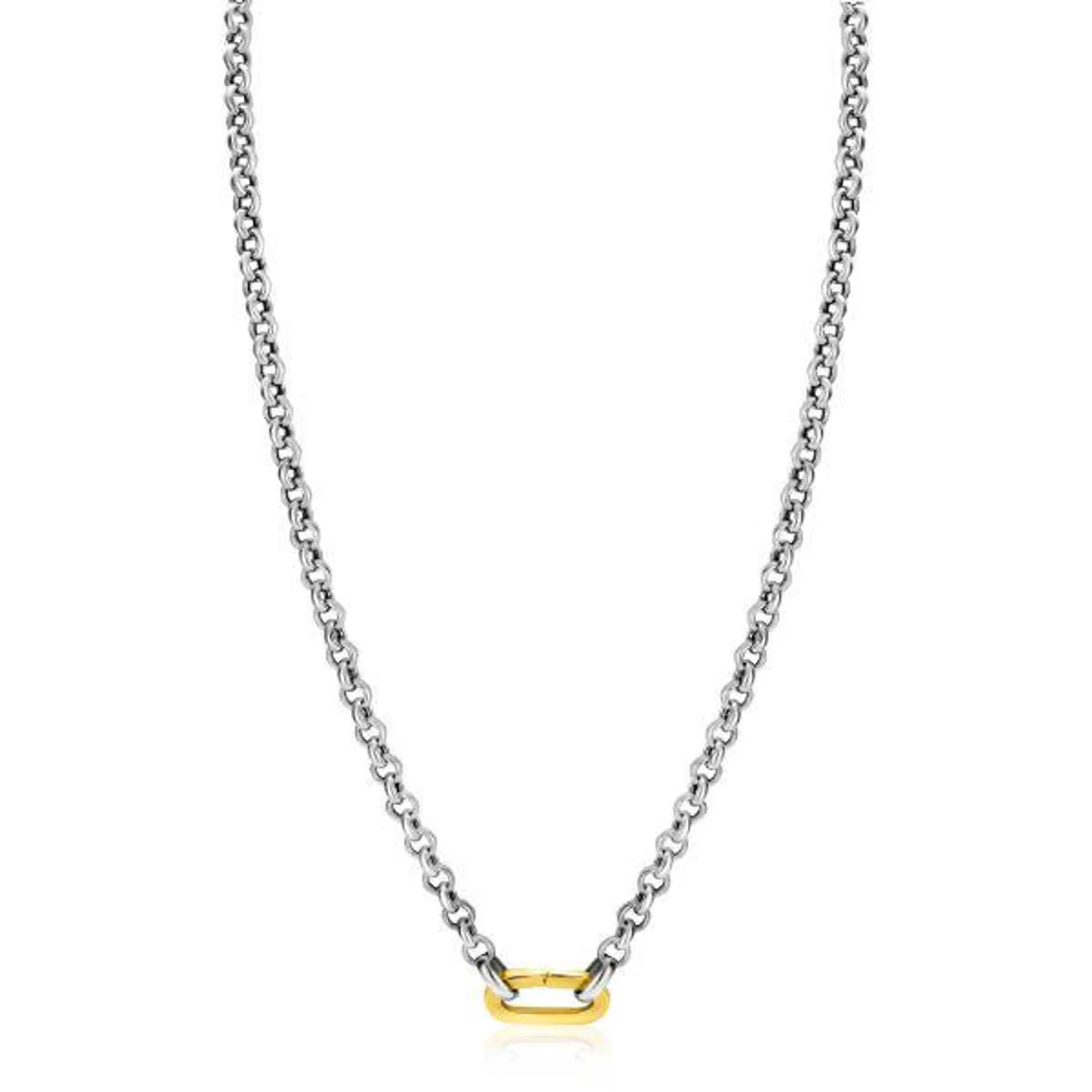 ZINZI zilveren jasseron ketting 42cm met ovale sluitring ZIC2377