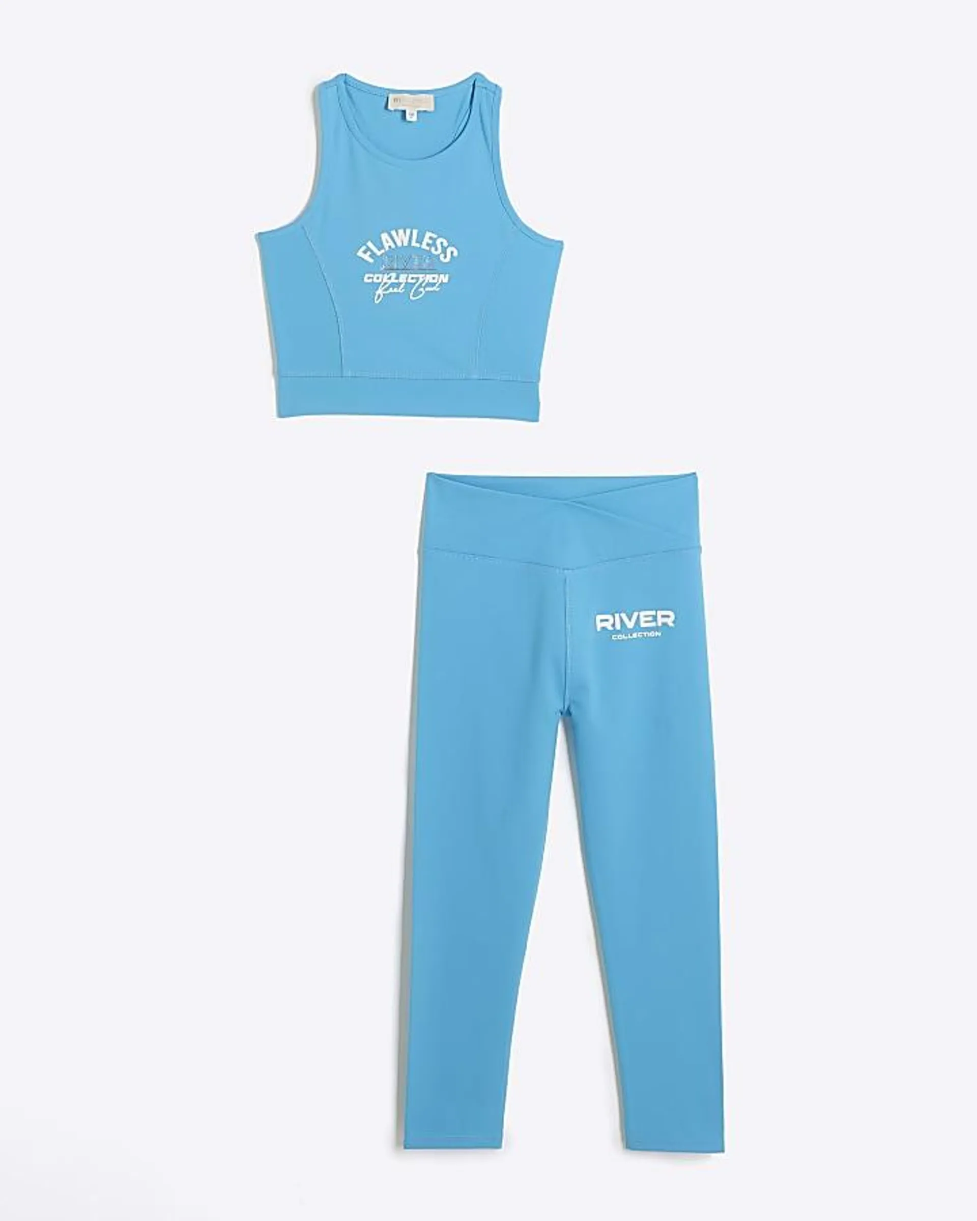 Girls blue RI active top and leggings set