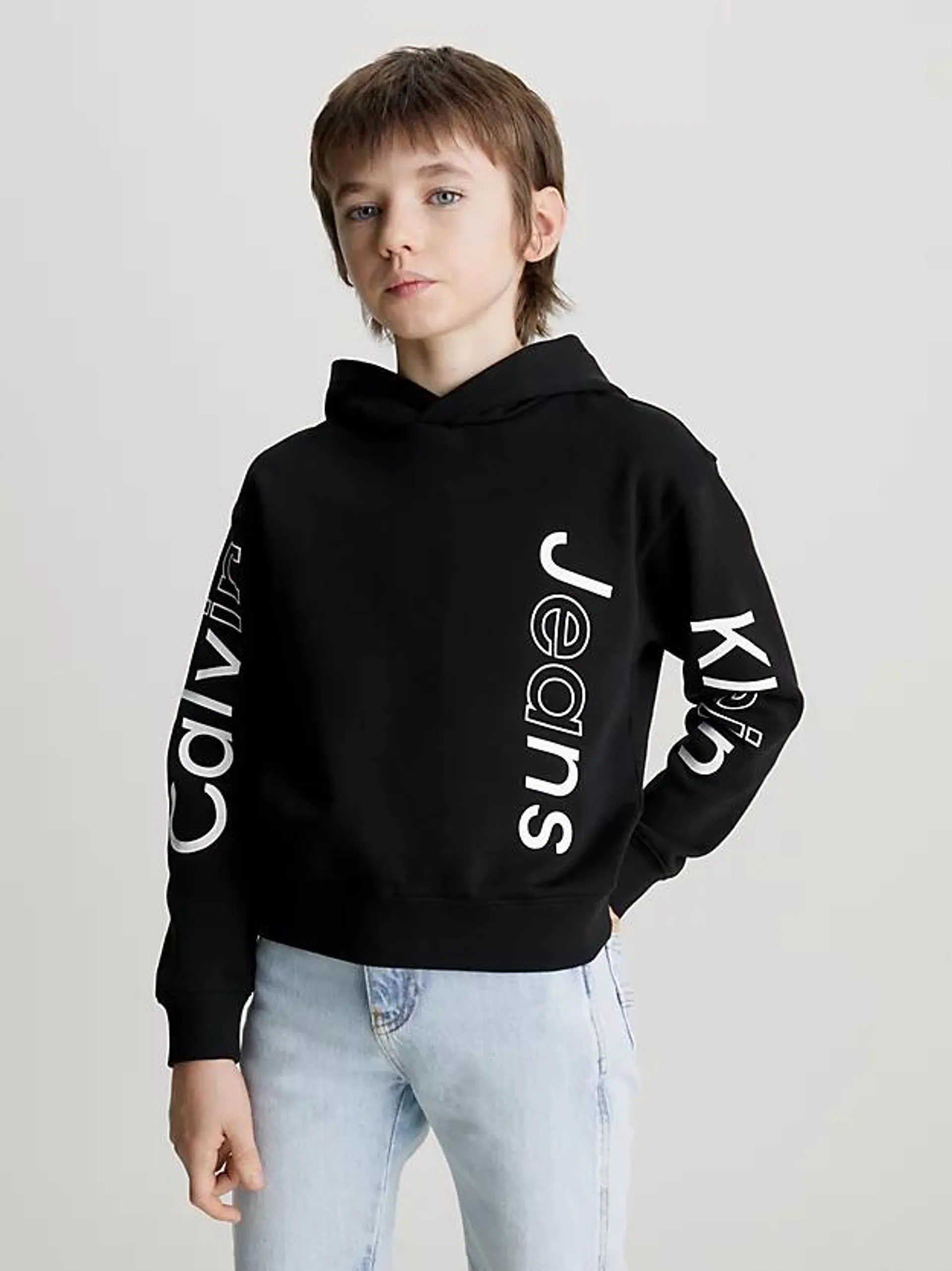 Relaxed badstoffen hoodie met logo