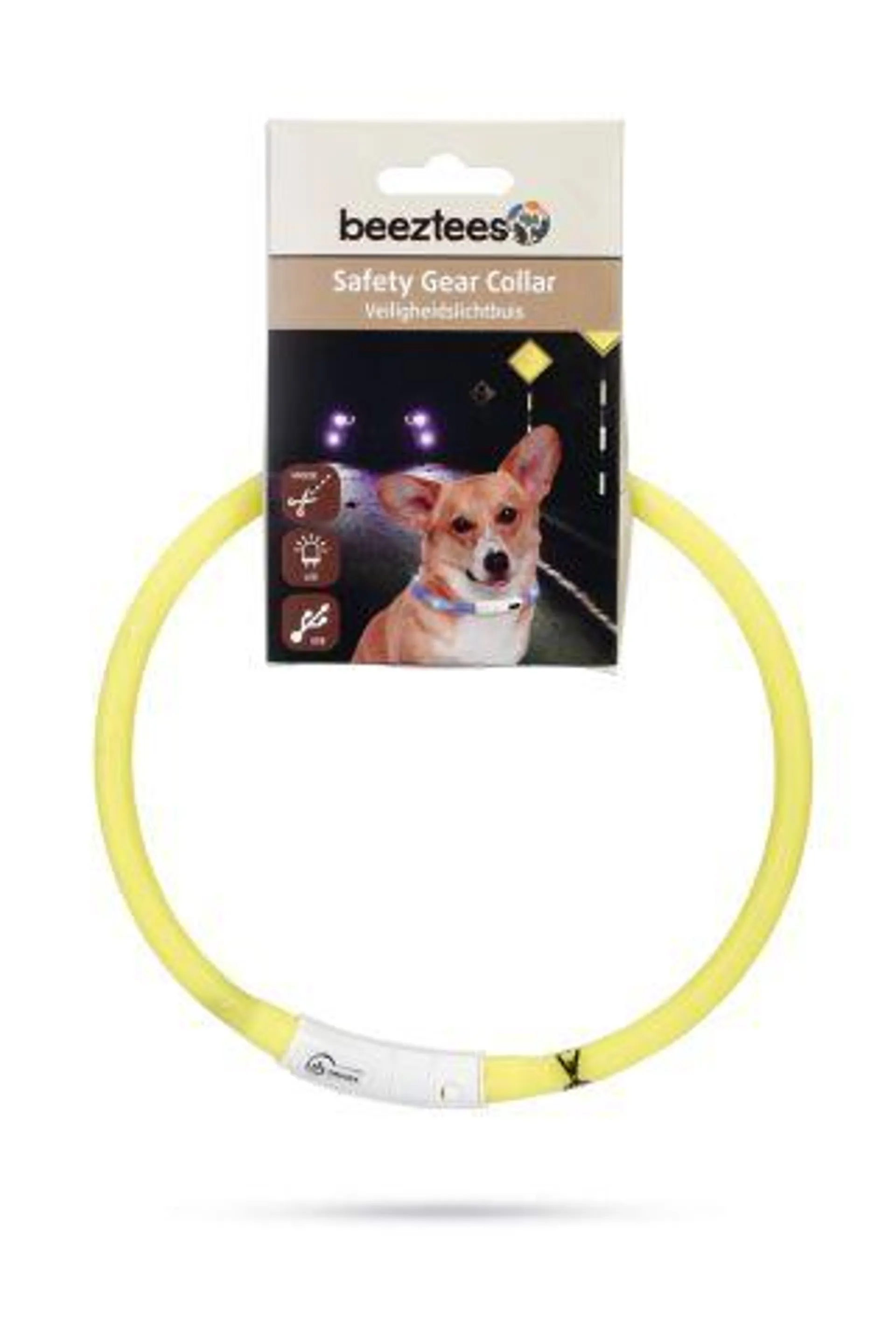 Beeztees Dogini USB - Lichtgevende Halsband - Hond - Geel - Siliconen - Medium - 70cm x 10mm