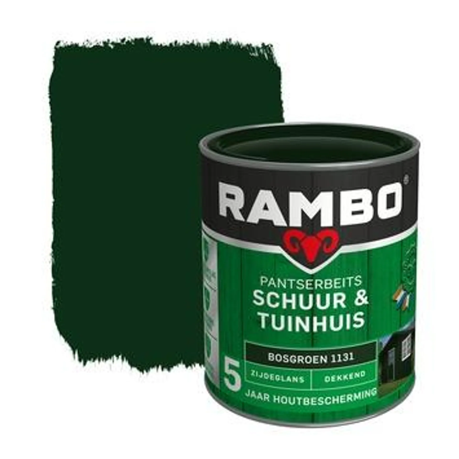 Rambo pantserbeits schuur & tuinhuis dekkend bosgroen zijdeglans 750 ml