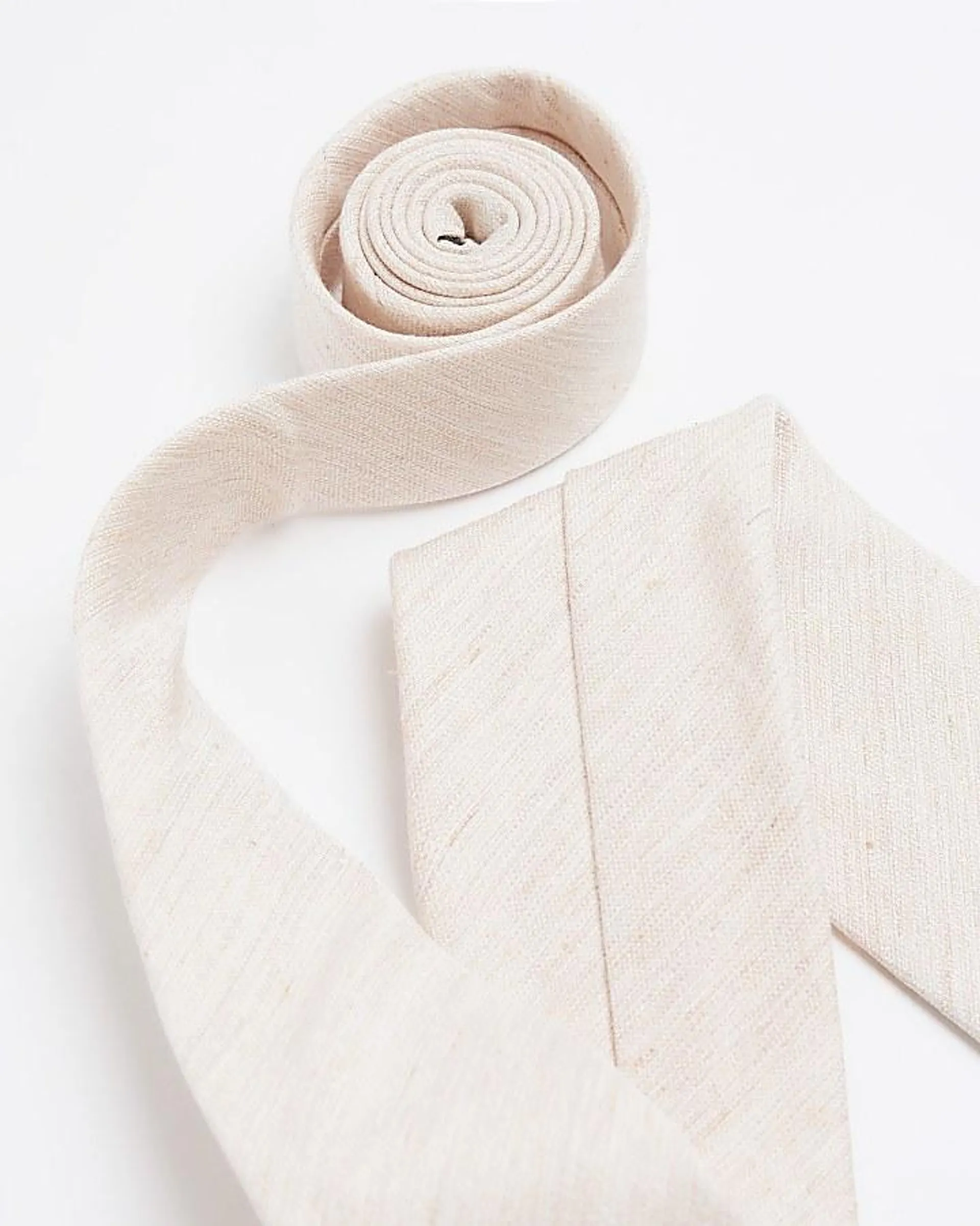 Pink linen blend textured tie