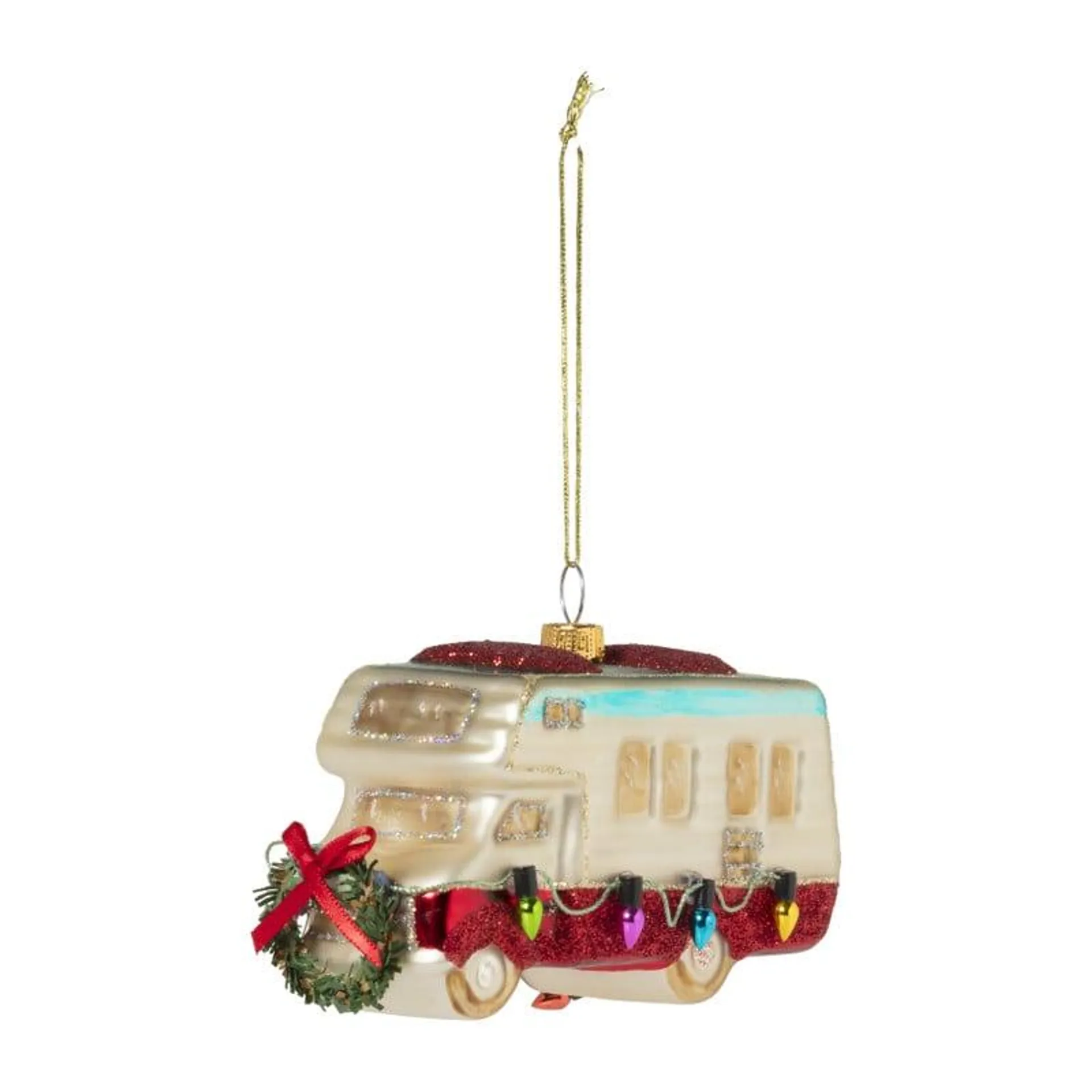 Kersthanger camper - glas - 6.7x12.5x4 cm