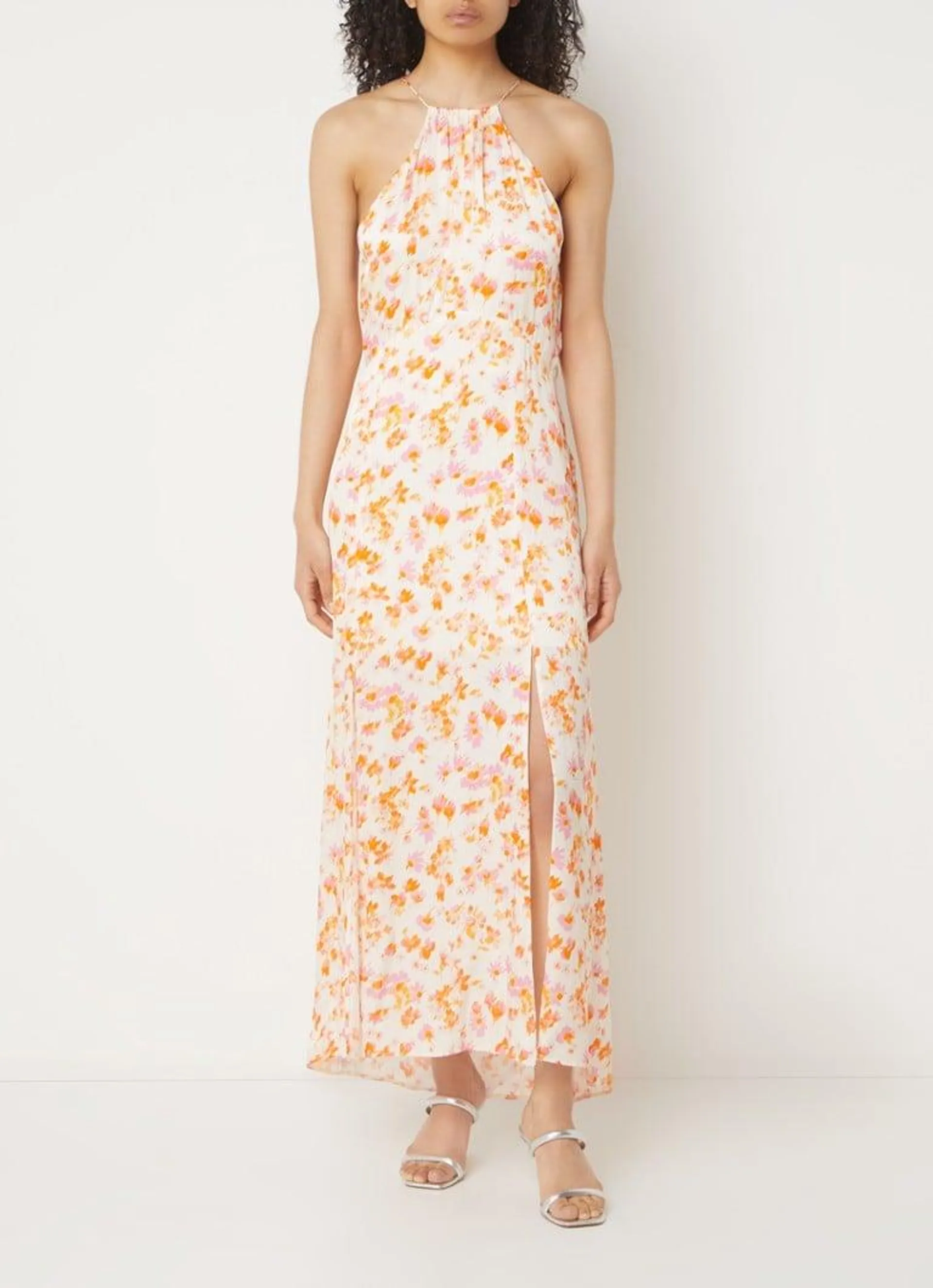 Maxi halterjurk met bloemenprint