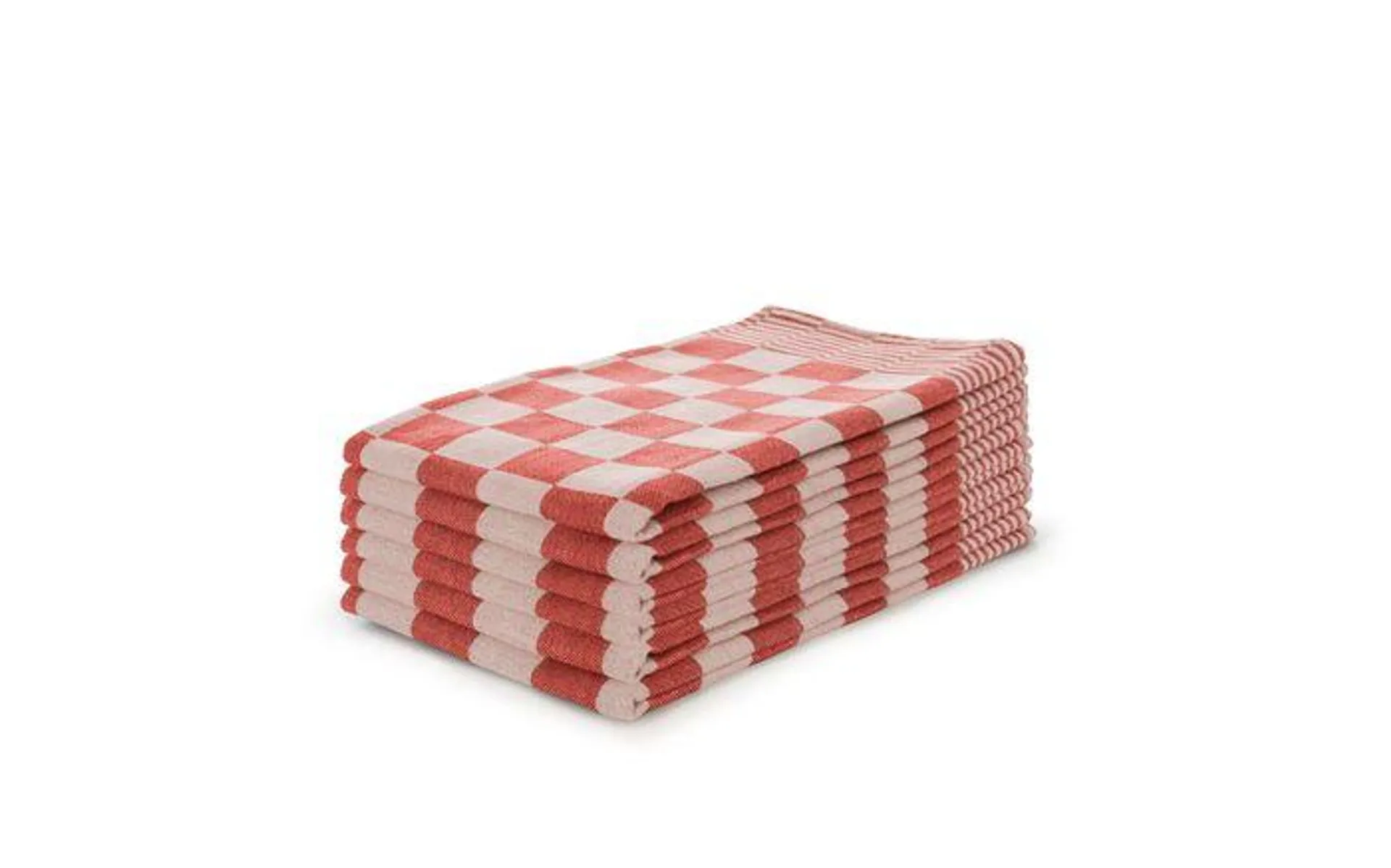 Eleganzzz Theedoekenset Blok 65x65cm - rood - set van 6