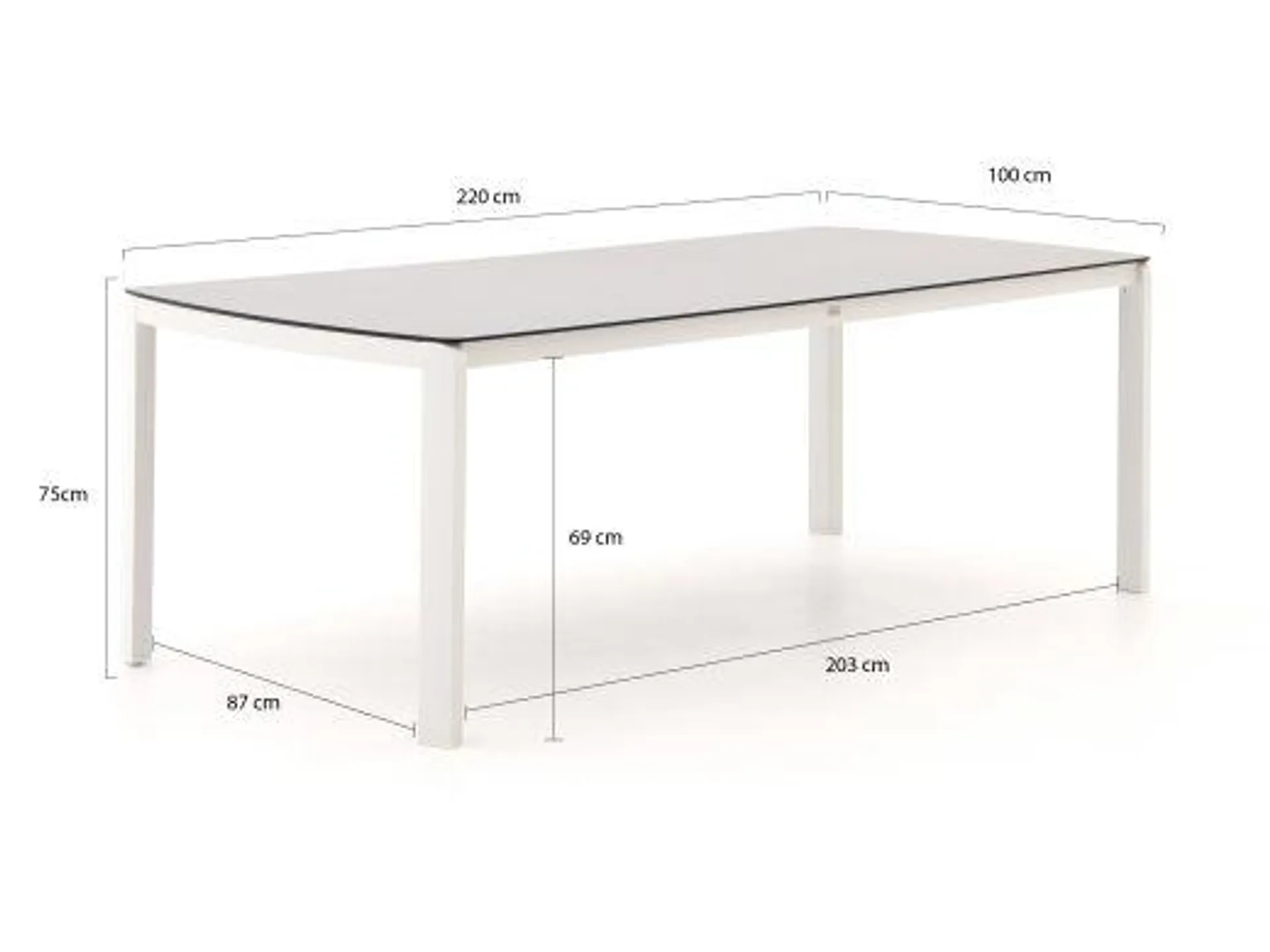 Bellagio Rumo/Ciane 220cm dining tuinset 7-delig stapelbaar