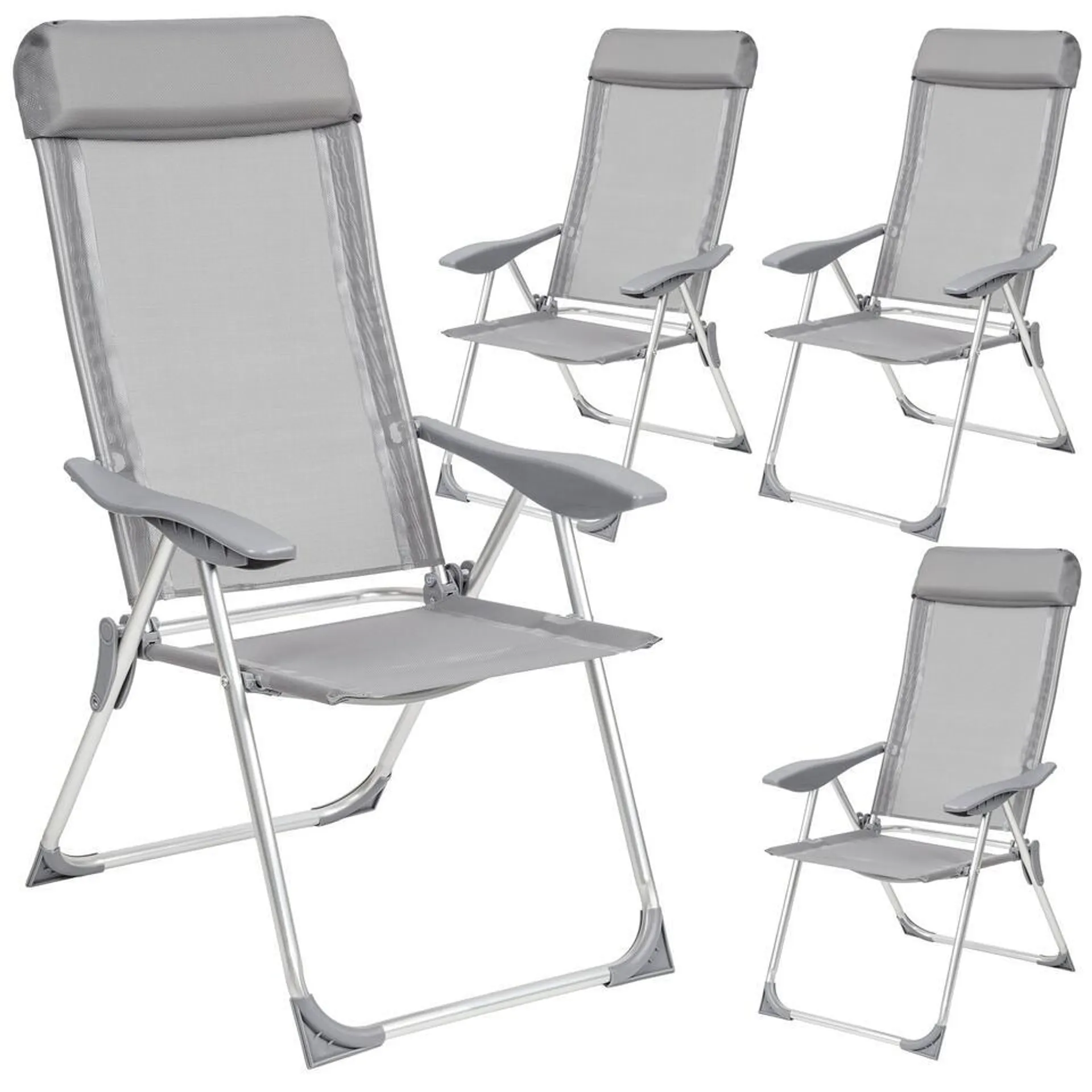 tectake - kampeerstoelen - campingstoel - tuinstoel - set van 4 - grijs