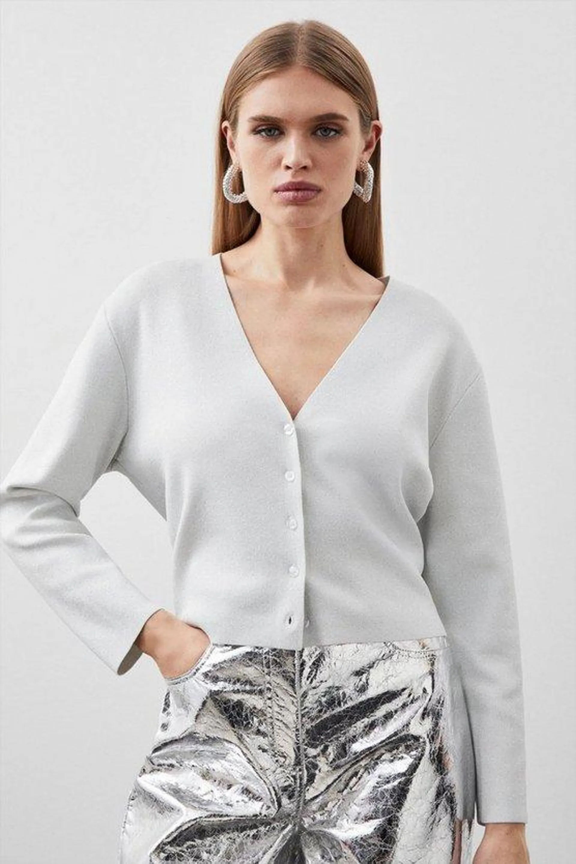 Premium Viscose Blend Body Contouring Sparkle Knit Cardi