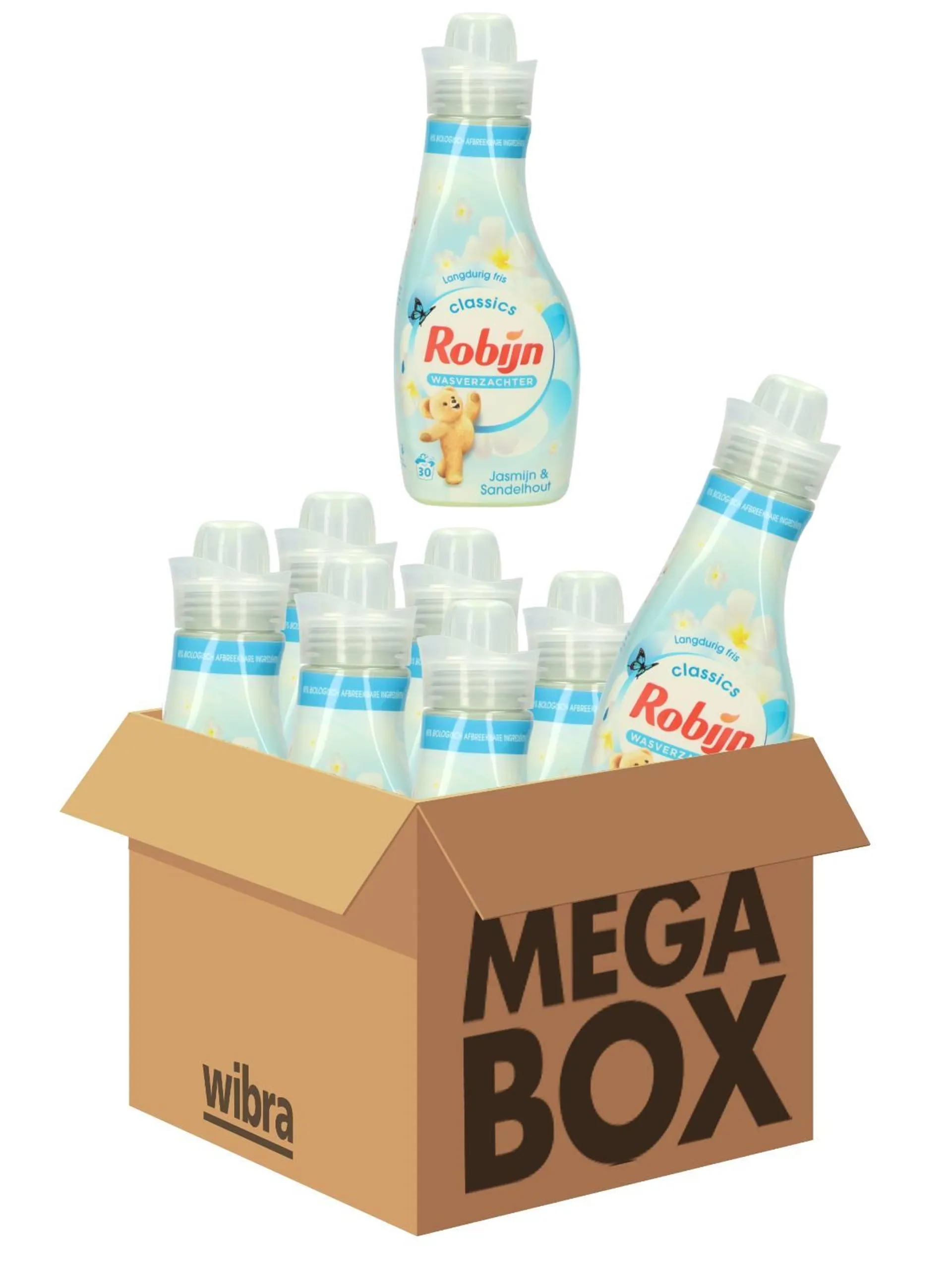 Robijn wasverzachter Jasmijn & Sandelhout 750 ml megabox 8 flessen