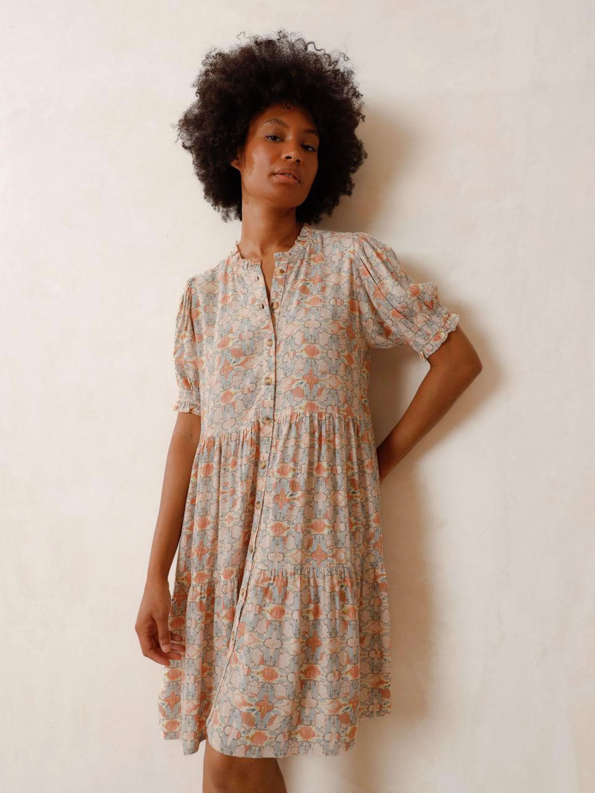 GATHERED-WAIST DRESS