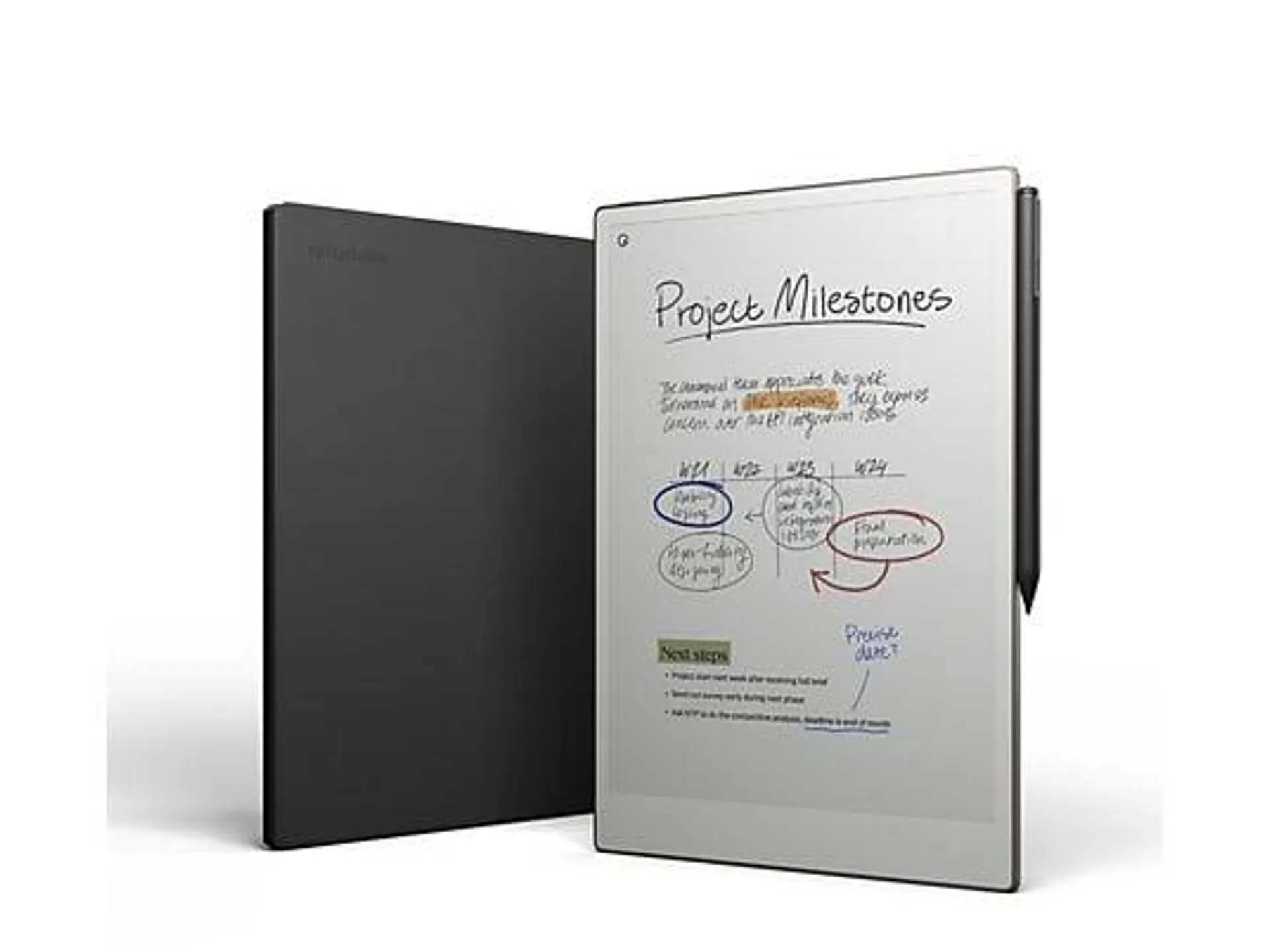 REMARKABLE Paper Pro + Marker Plus + Book Folio Pro Leather Black E-ink-tablet Zwart