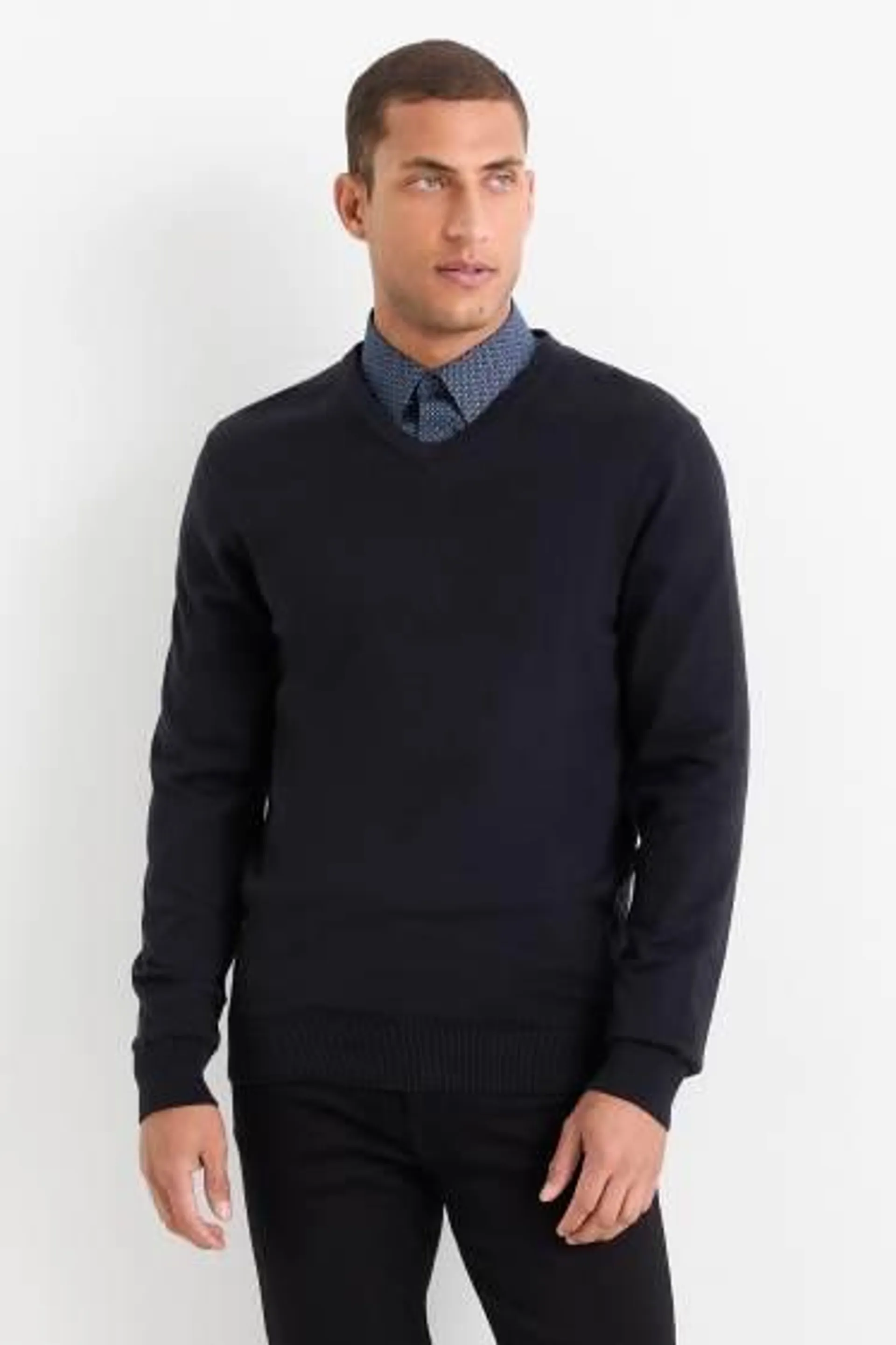 Fine knit jumper and shirt - regular fit - kent collar