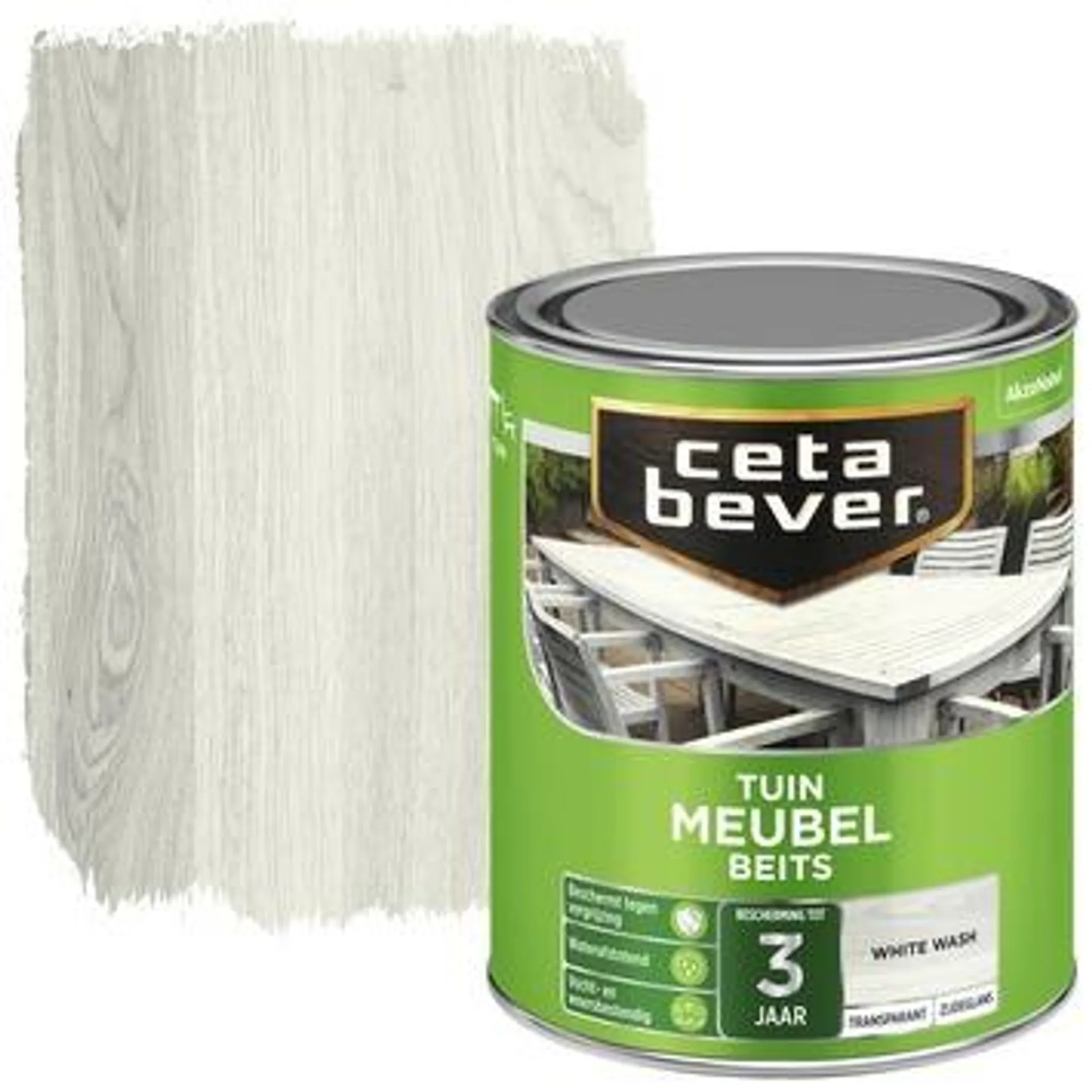 Cetabever tuinmeubelbeits transparant white wash zijdeglans 750 ml
