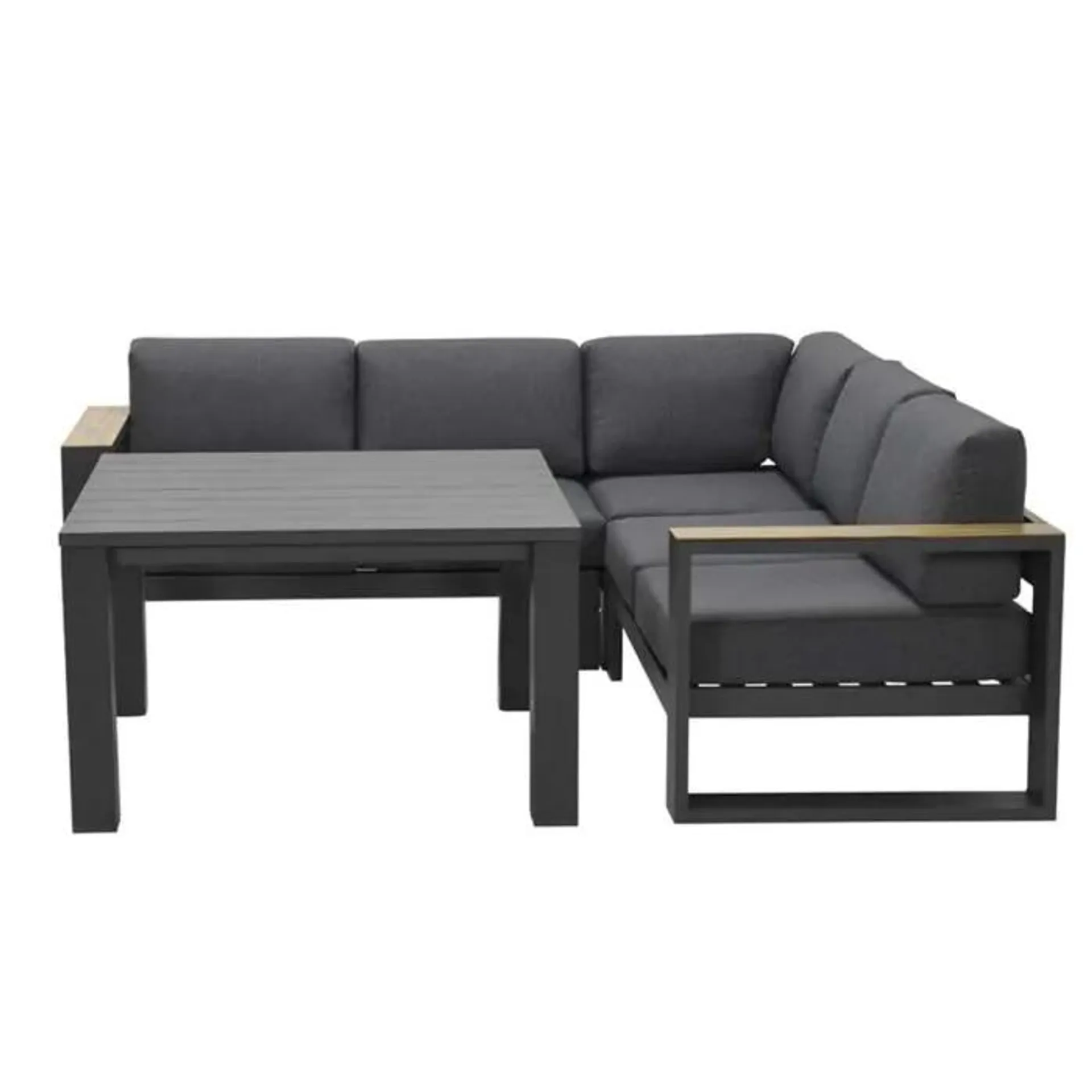 Plaza lounge dining set 4-delig donker grijs - teaklook