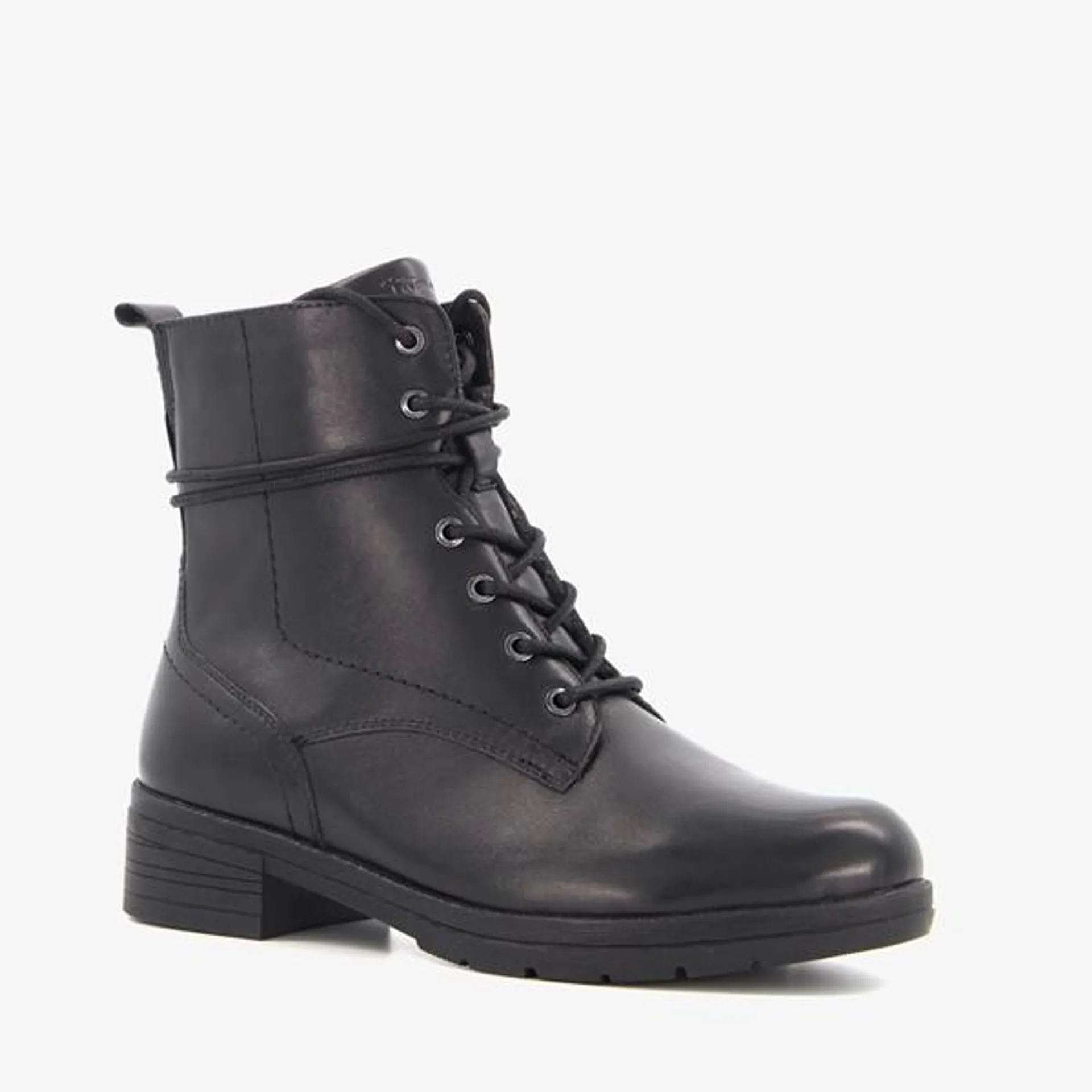 Tamaris Comfort leren veterboots zwart