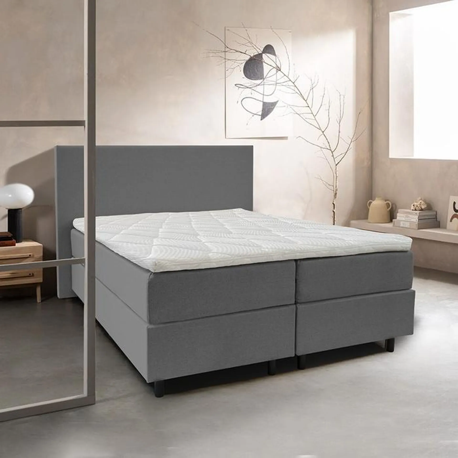 Aanbieding Boxspring Compleet Noa - grijs