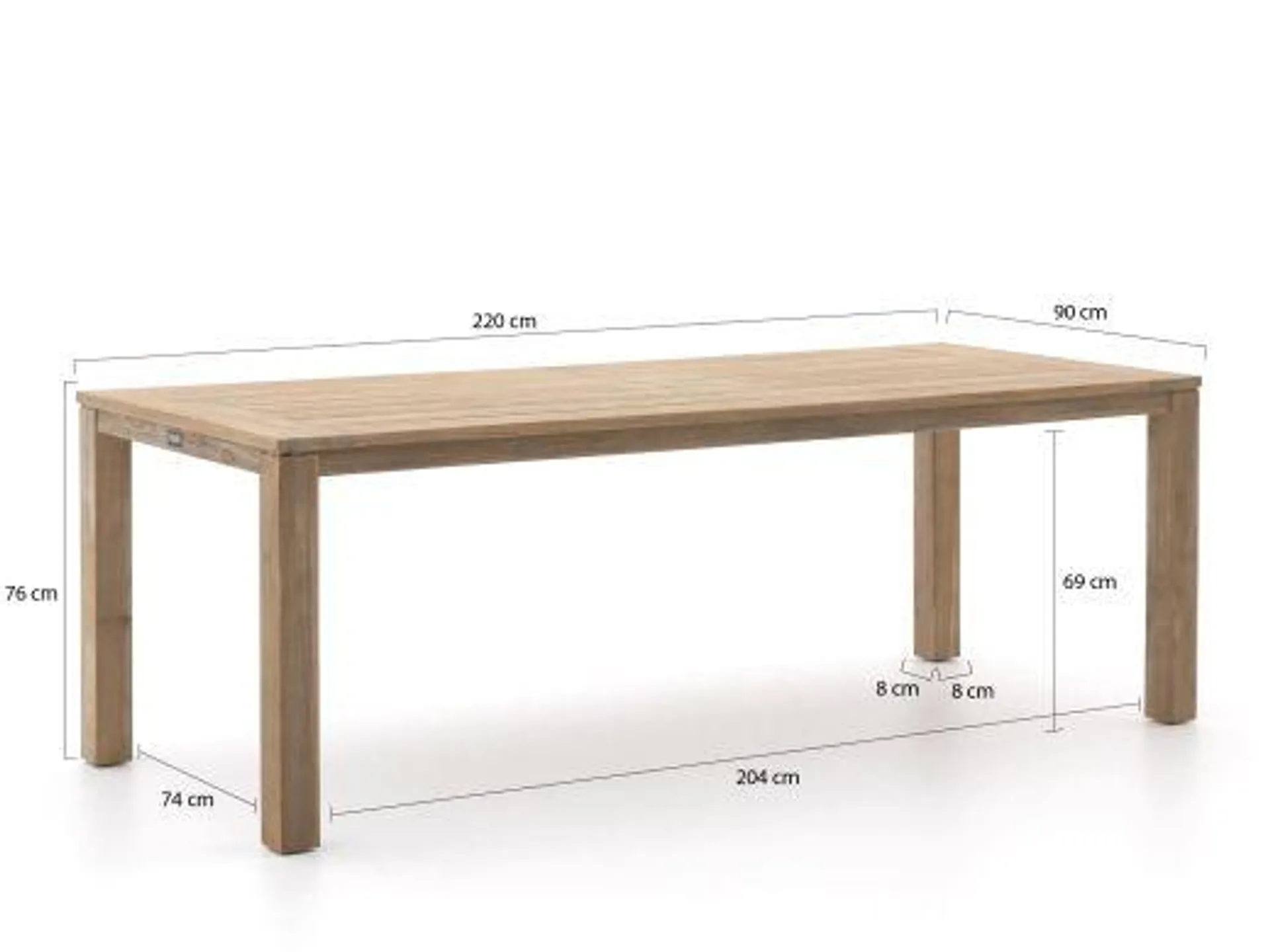 Intenso Asti/ROUGH-S 220cm dining tuinset 7-delig