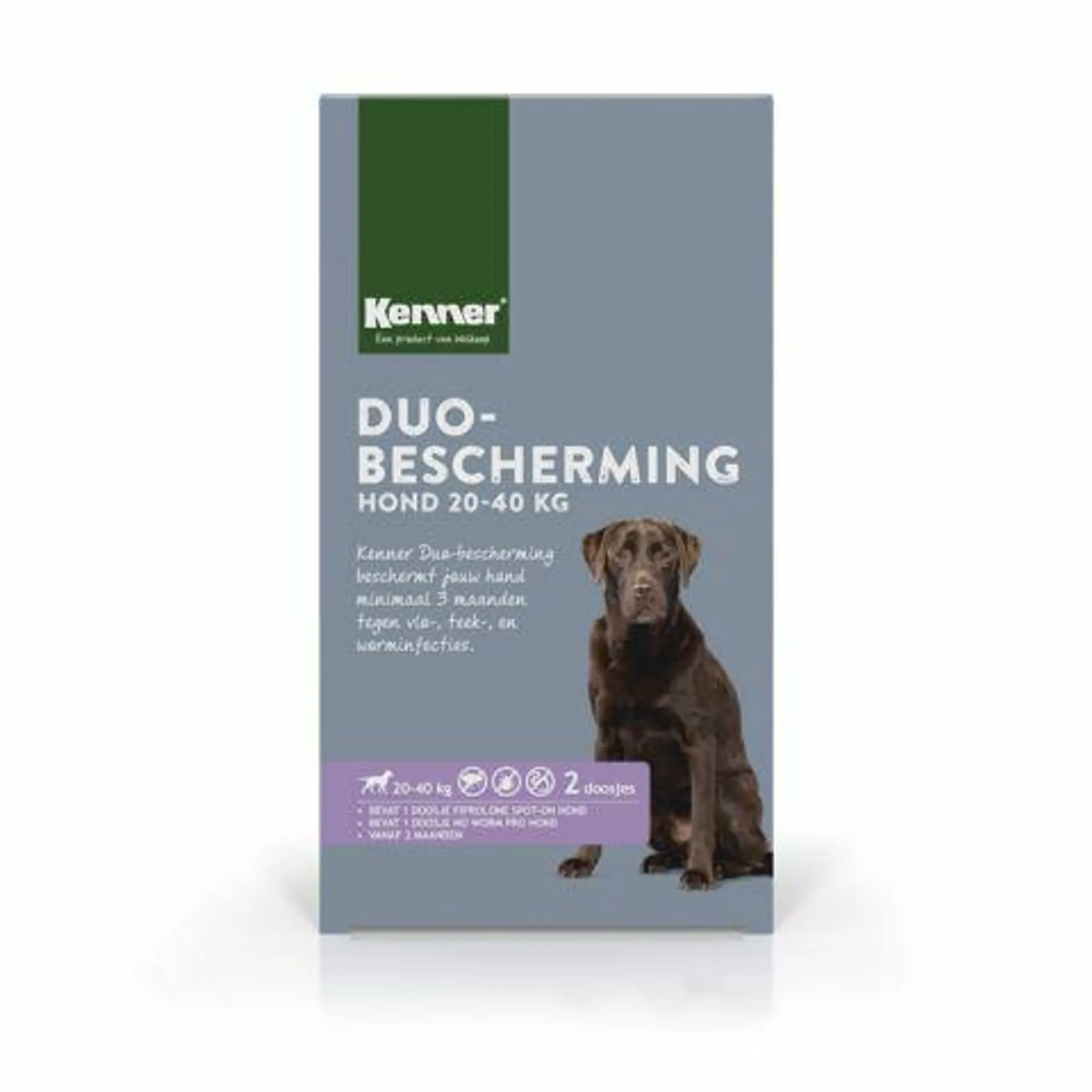 Kenner Duo Bescherming Hond 20-40KG - Vlooien- en tekenmiddel -