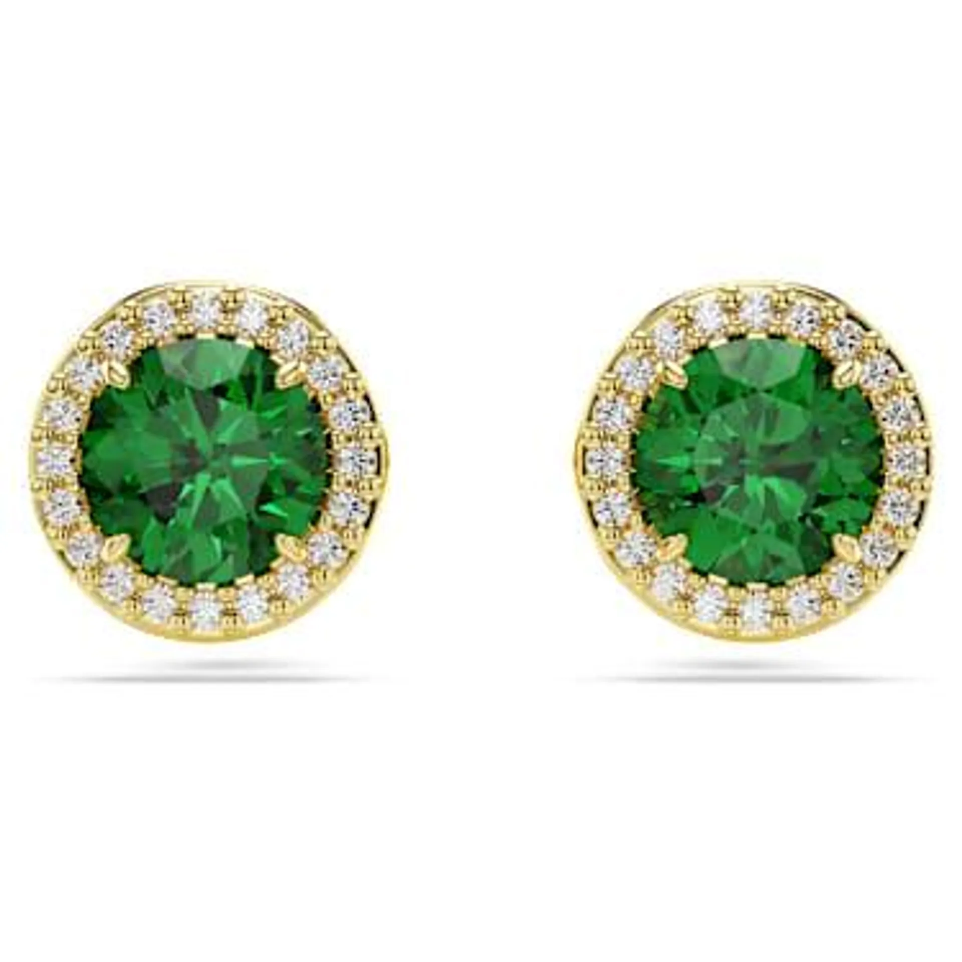 Round cut, Pavé, Green, Gold-tone plated