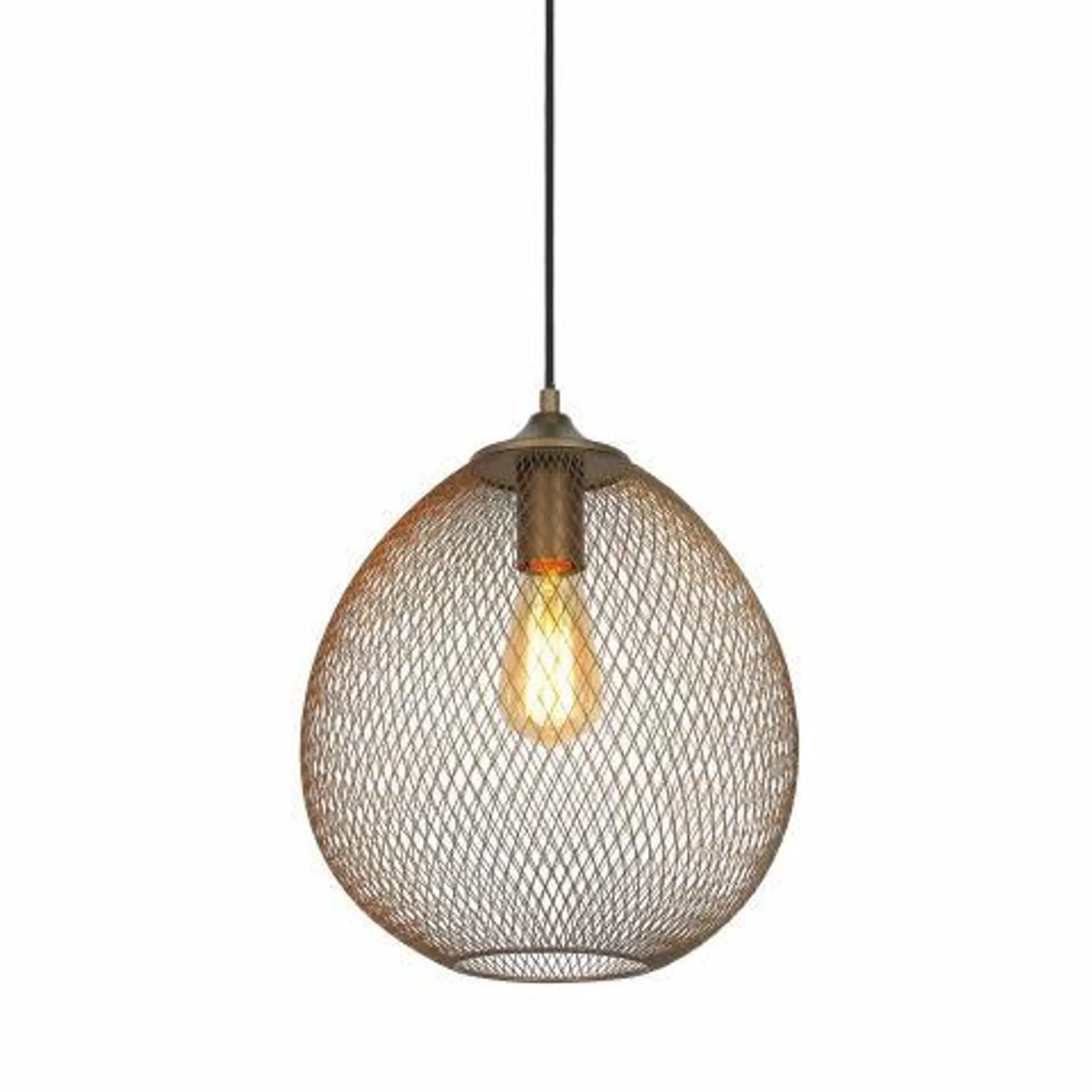 Hanglamp Maroggia bruin rond 30cm koper 1-lichts