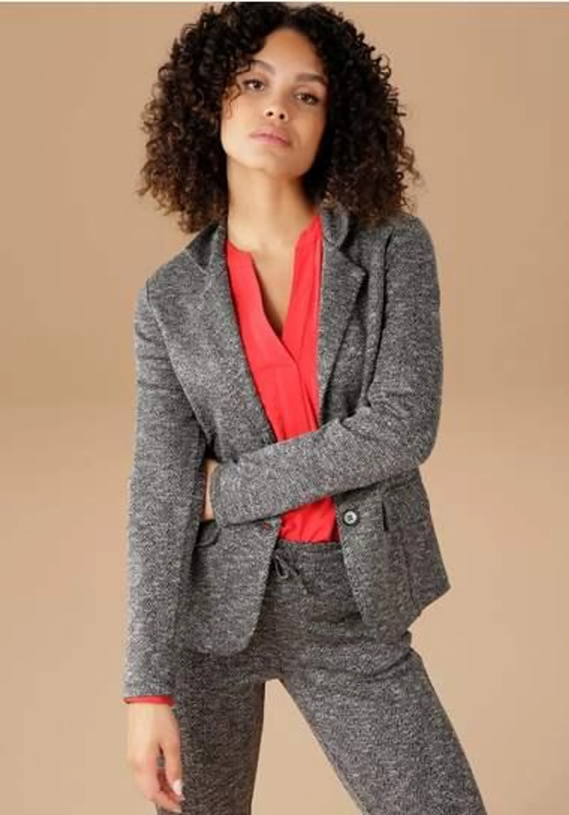 Aniston SELECTED Korte blazer met visgraatmotief